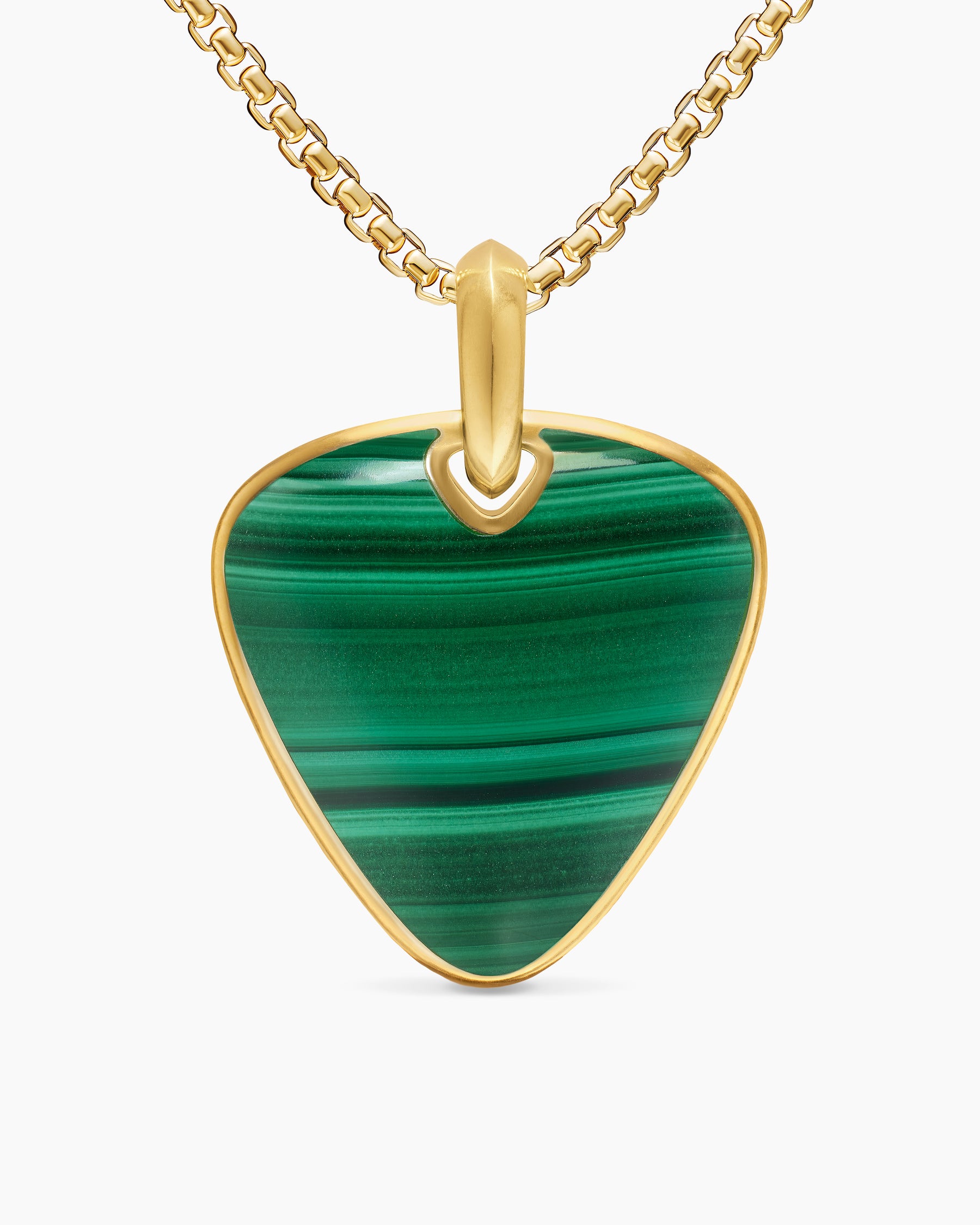 Streamline Pick Amulet in 18K Yellow Gold with Malachite, 31mm