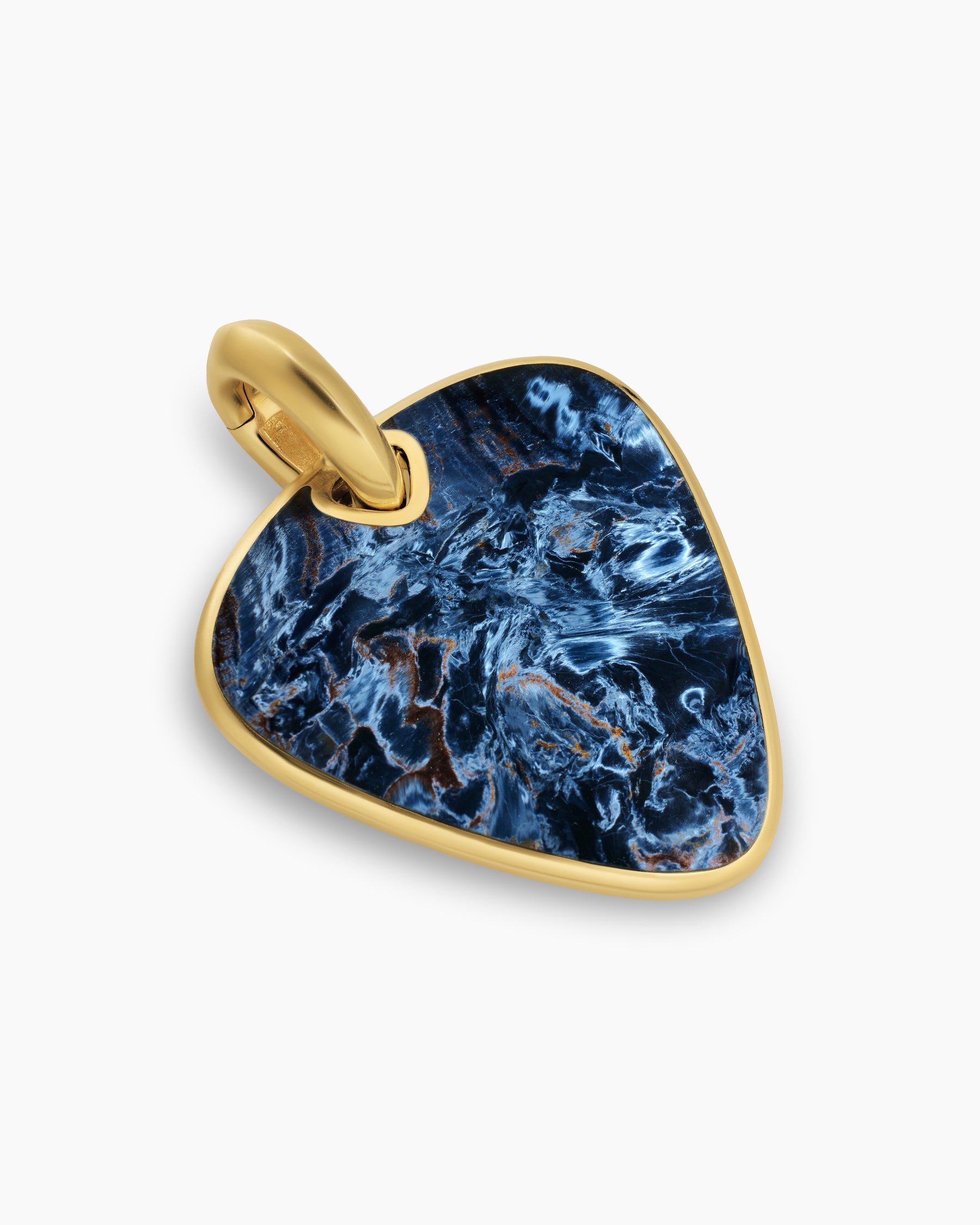 Alternative view of Streamline Pick Amulet in 18K Yellow Gold with Pietersite, 31mm