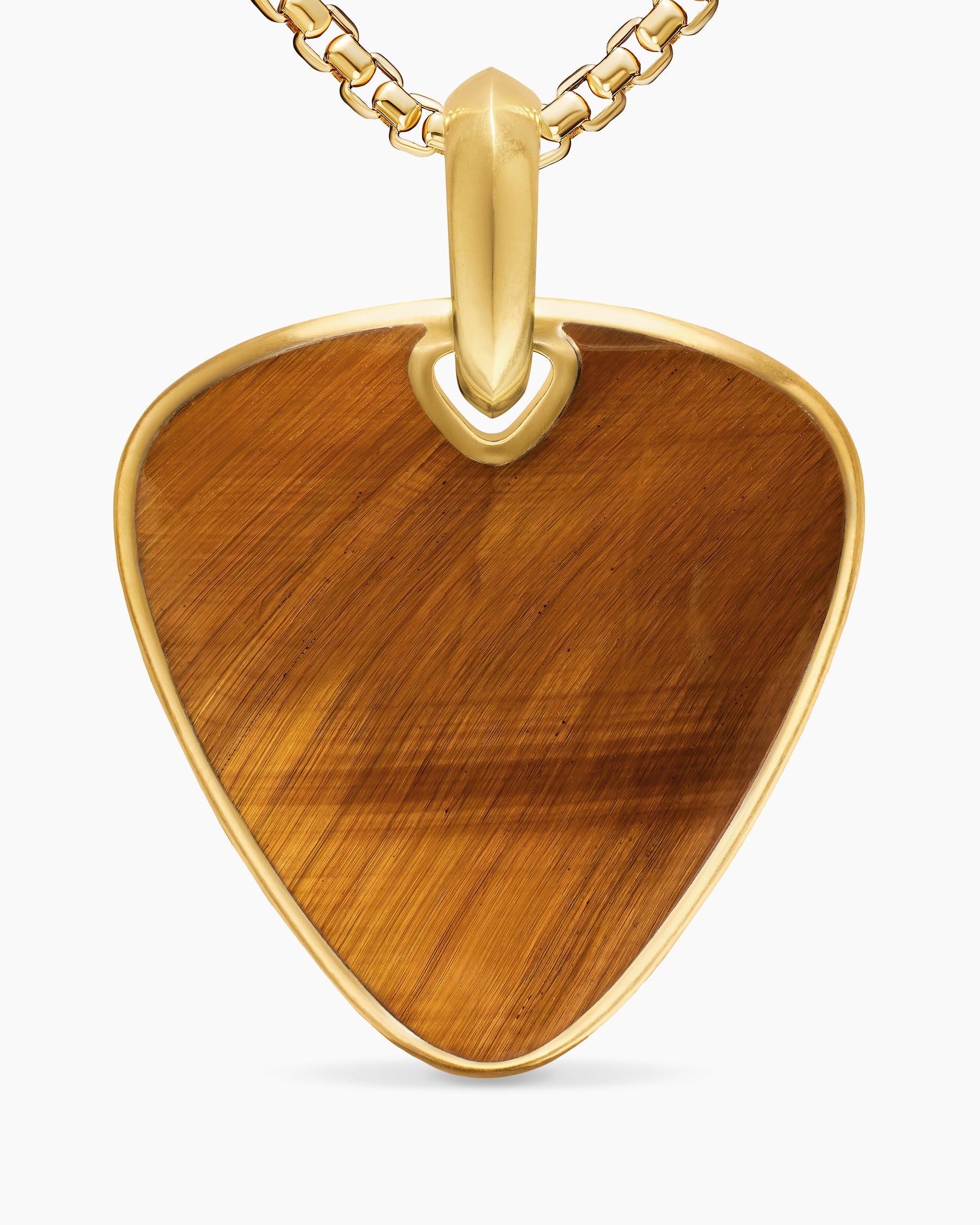 Streamline Pick Amulet in 18K Yellow Gold with Tiger's Eye, 31mm - Image 4