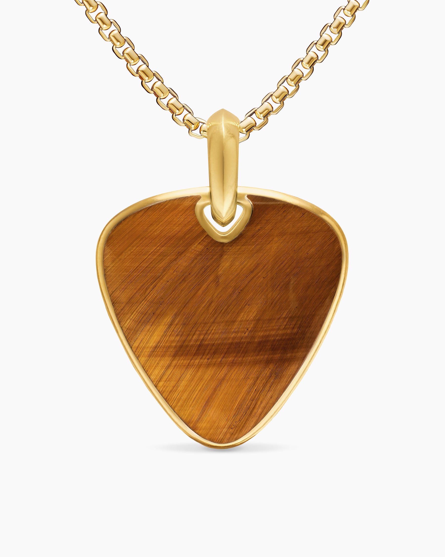 Streamline Pick Amulet in 18K Yellow Gold with Tiger's Eye, 31mm