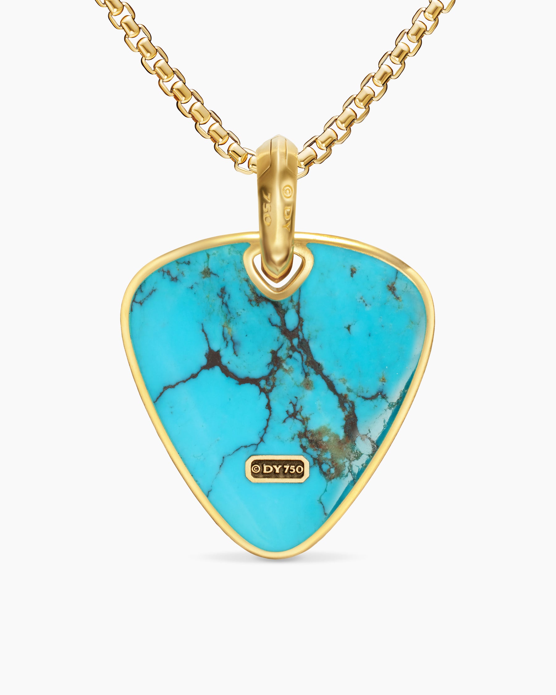 Streamline Pick Amulet in 18K Yellow Gold with Turquoise, 31mm - Image 3