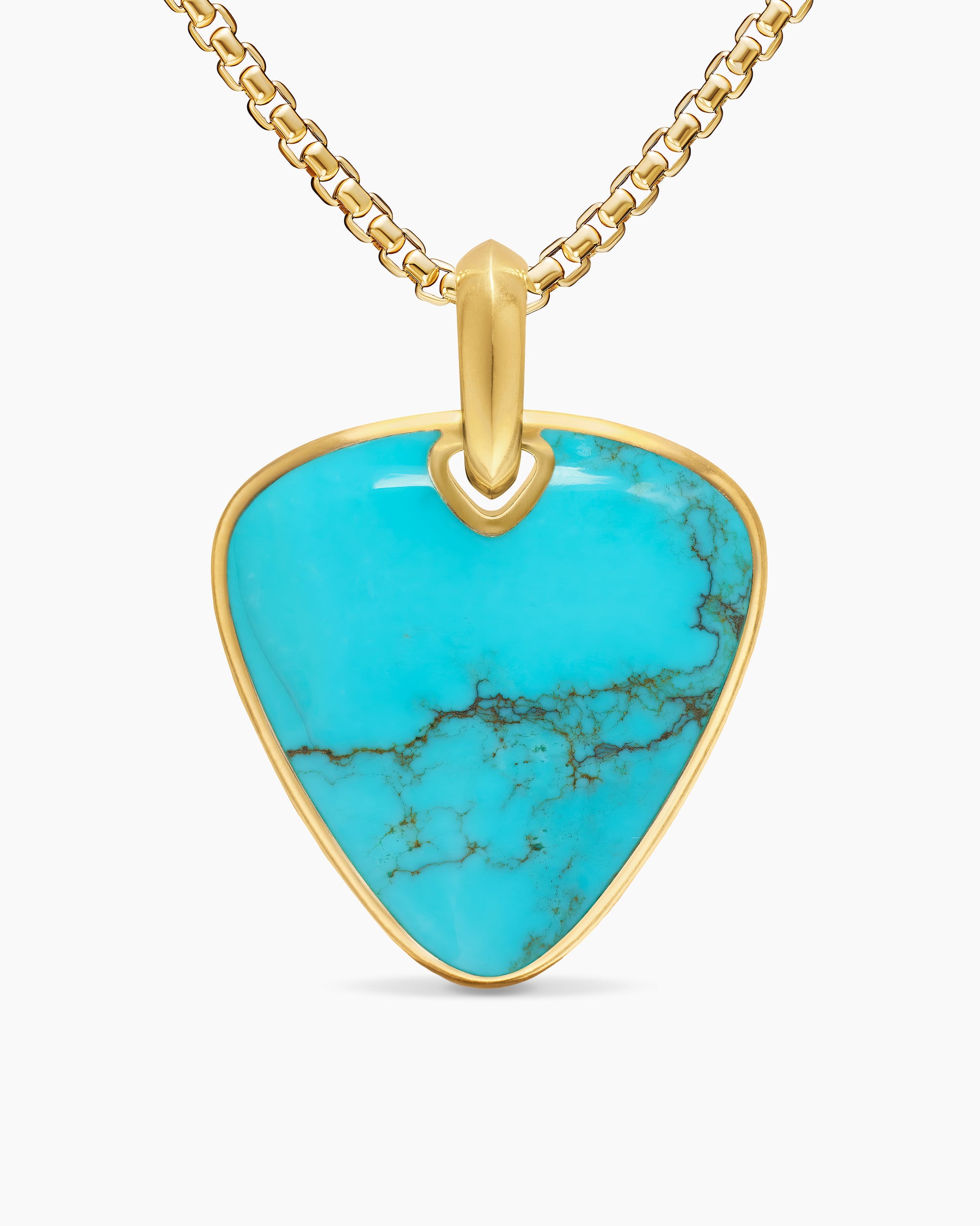 Streamline Pick Amulet in 18K Yellow Gold with Turquoise, 31mm