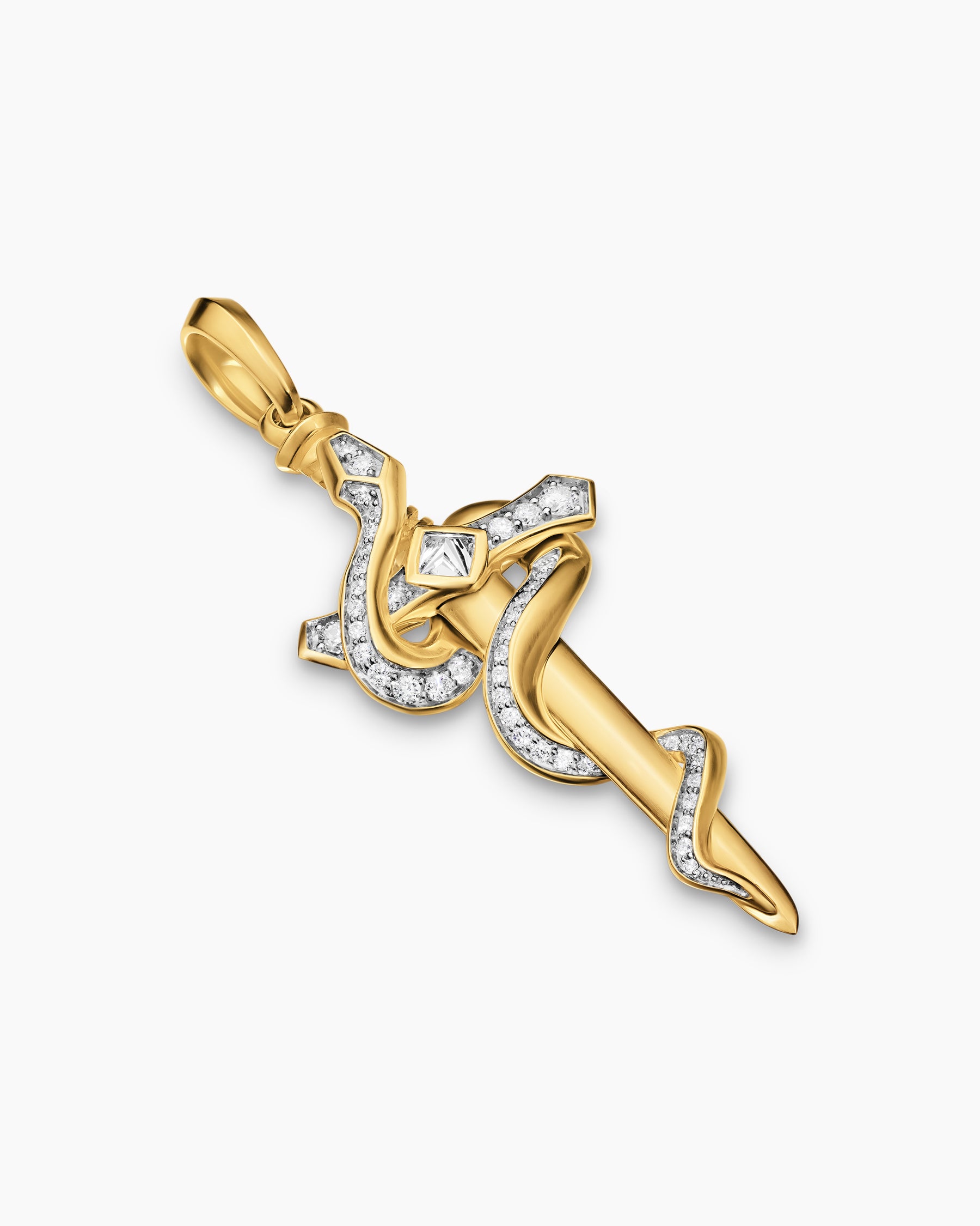 Ouroboros Snake Amulet in 18K Yellow Gold with Diamonds, 48mm - Image 3