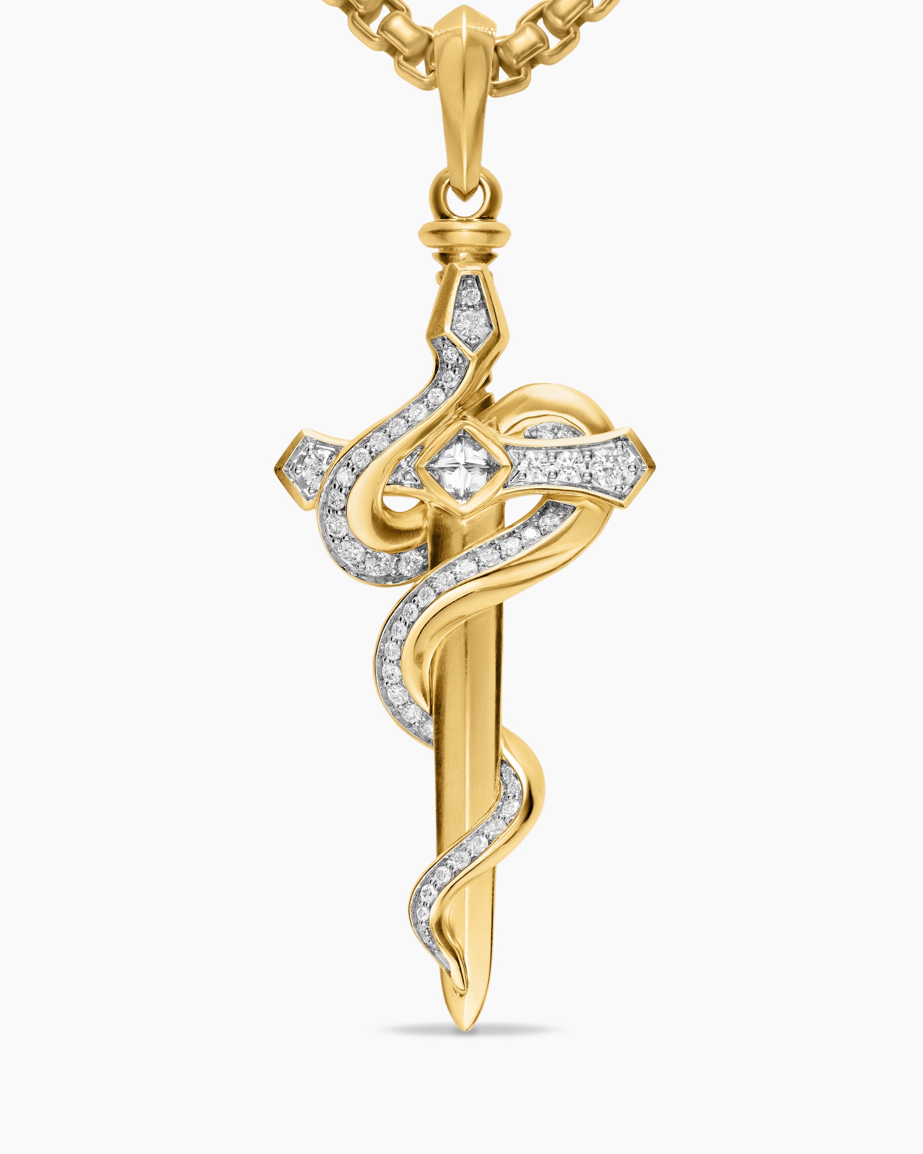 Ouroboros Snake Amulet in 18K Yellow Gold with Diamonds, 48mm - Image 5