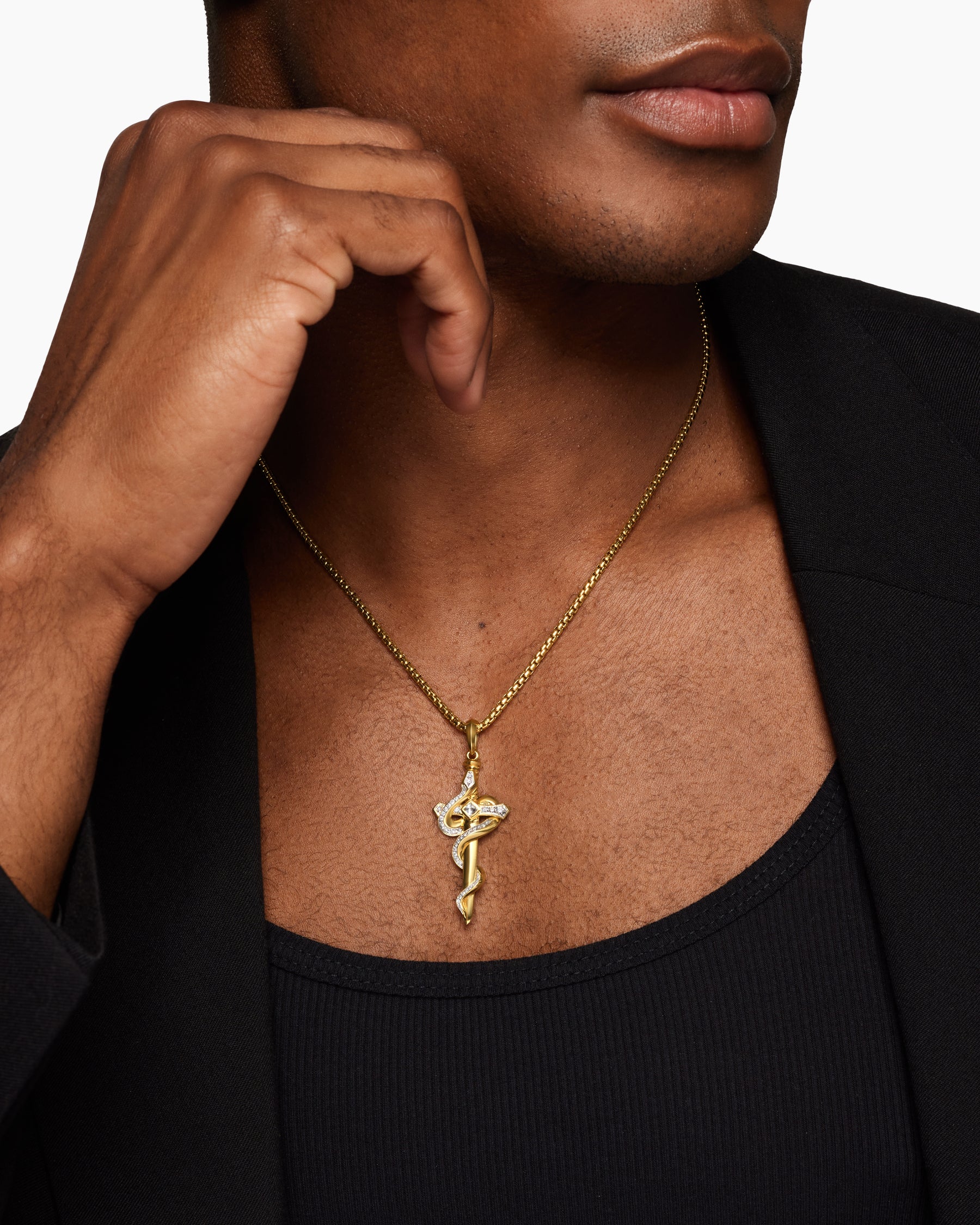 Alternative view of Ouroboros Snake Amulet in 18K Yellow Gold with Diamonds, 48mm