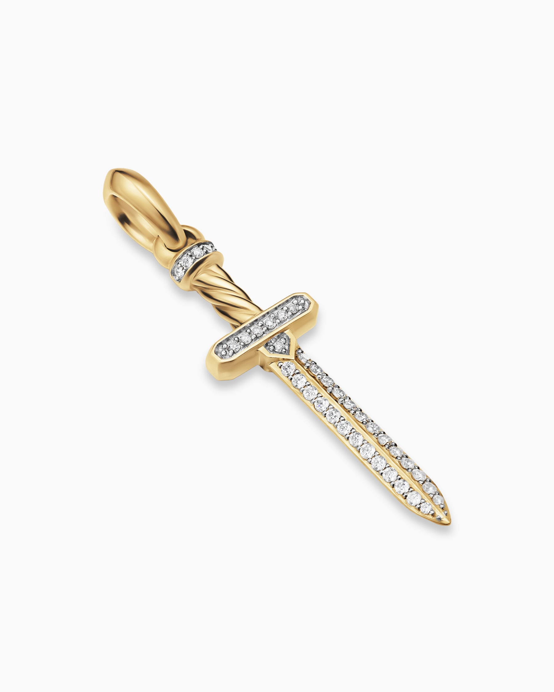 Pavé Sword Amulet in 18K Yellow Gold with Diamonds, 41.3mm - Image 2
