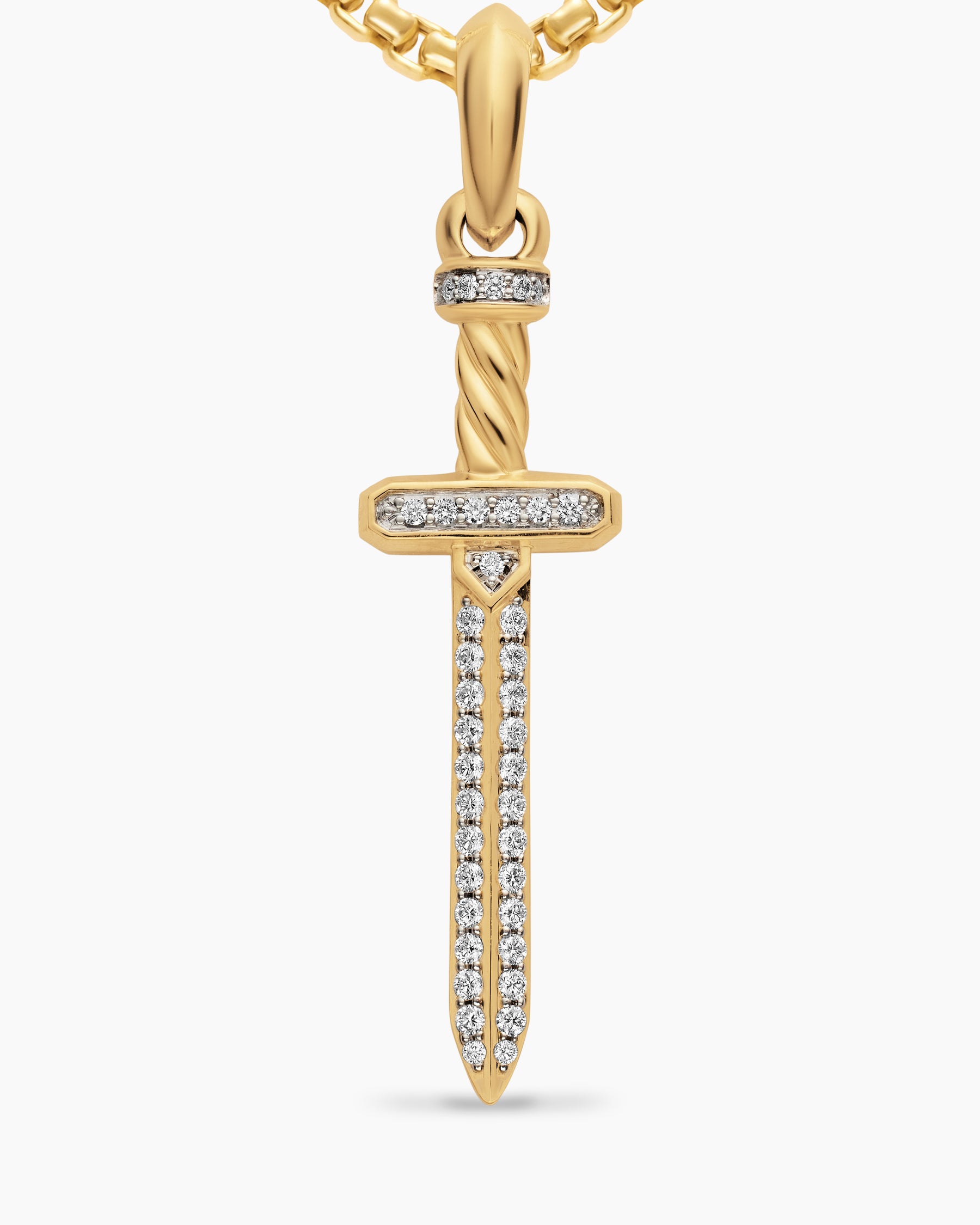 Pavé Sword Amulet in 18K Yellow Gold with Diamonds, 41.3mm - Image 4