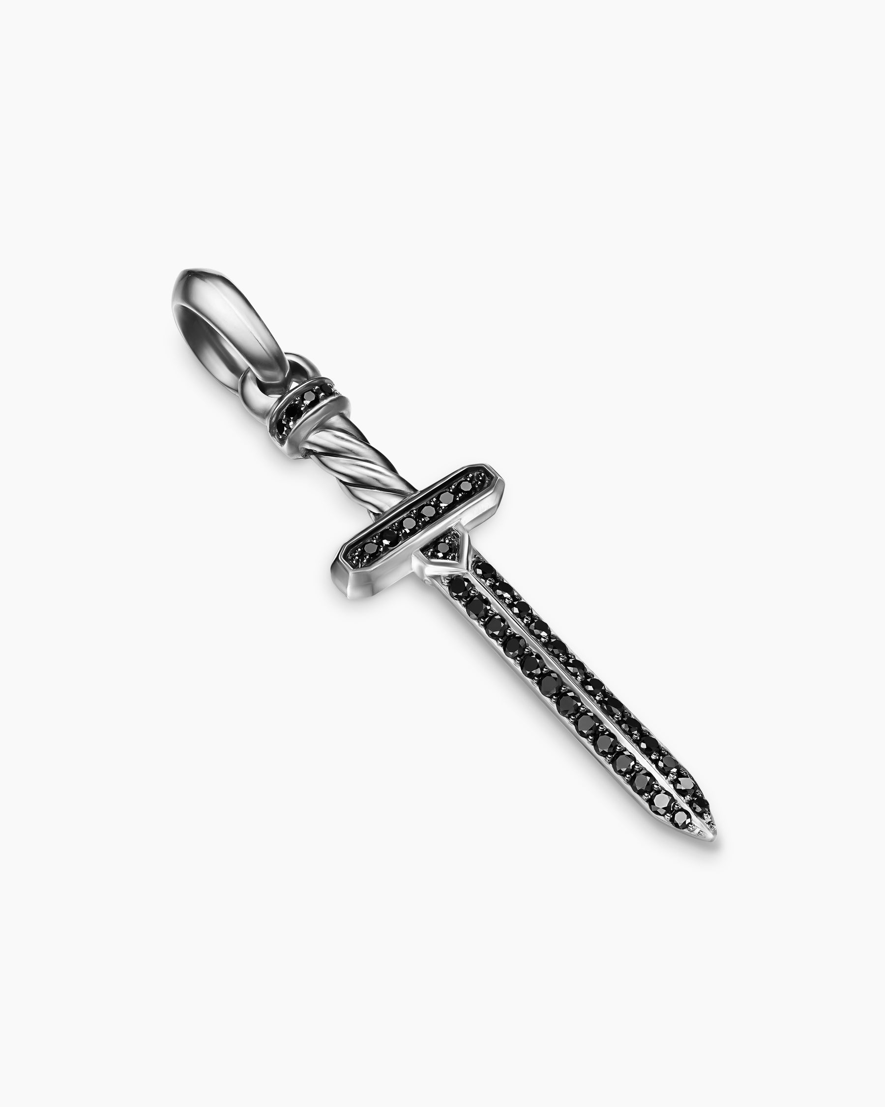 Pavé Sword Amulet in Sterling Silver with Black Diamonds, 41.3mm - Image 3