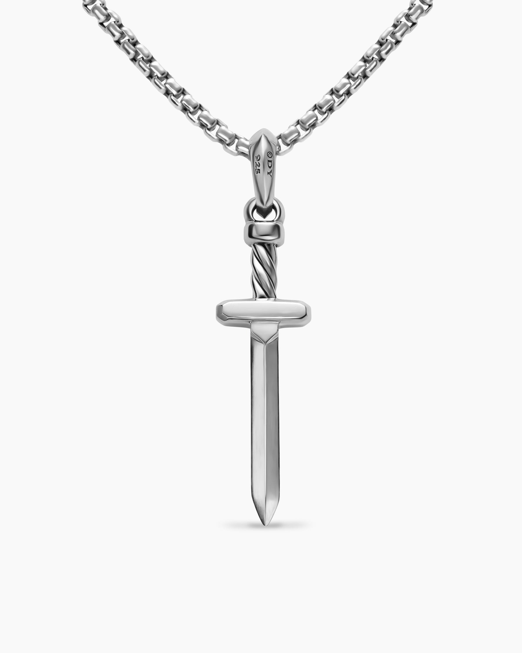 Pavé Sword Amulet in Sterling Silver with Black Diamonds, 41.3mm - Image 4