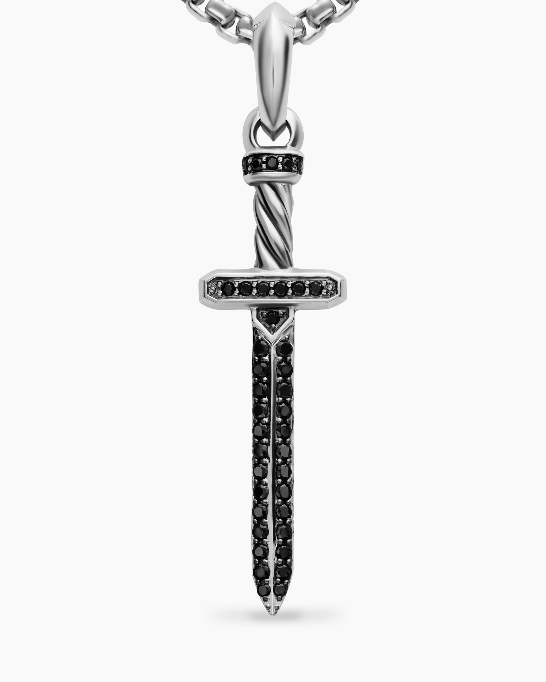 Pavé Sword Amulet in Sterling Silver with Black Diamonds, 41.3mm - Image 5
