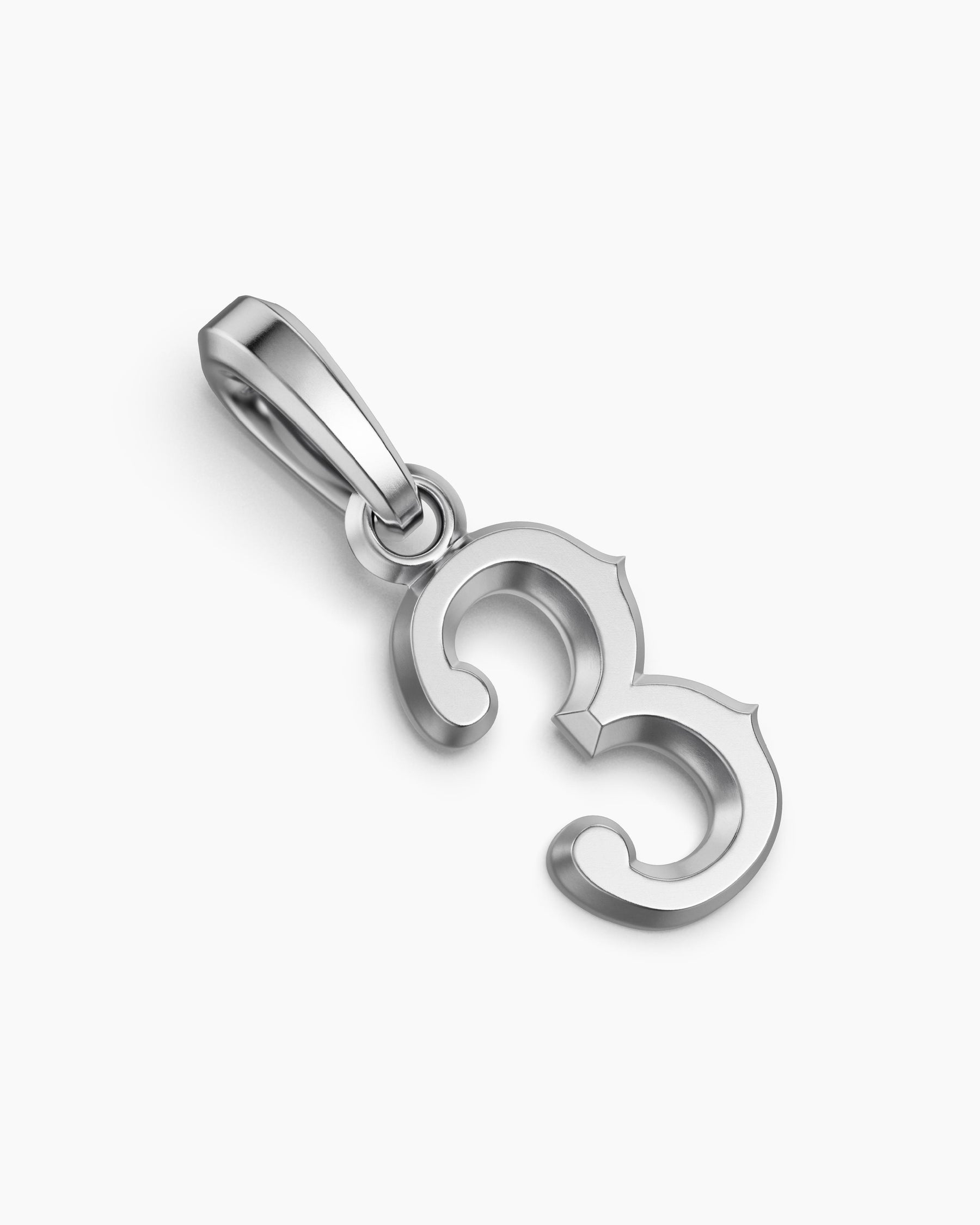 Number Three Amulet in Sterling Silver, 18.6mm - Image 3