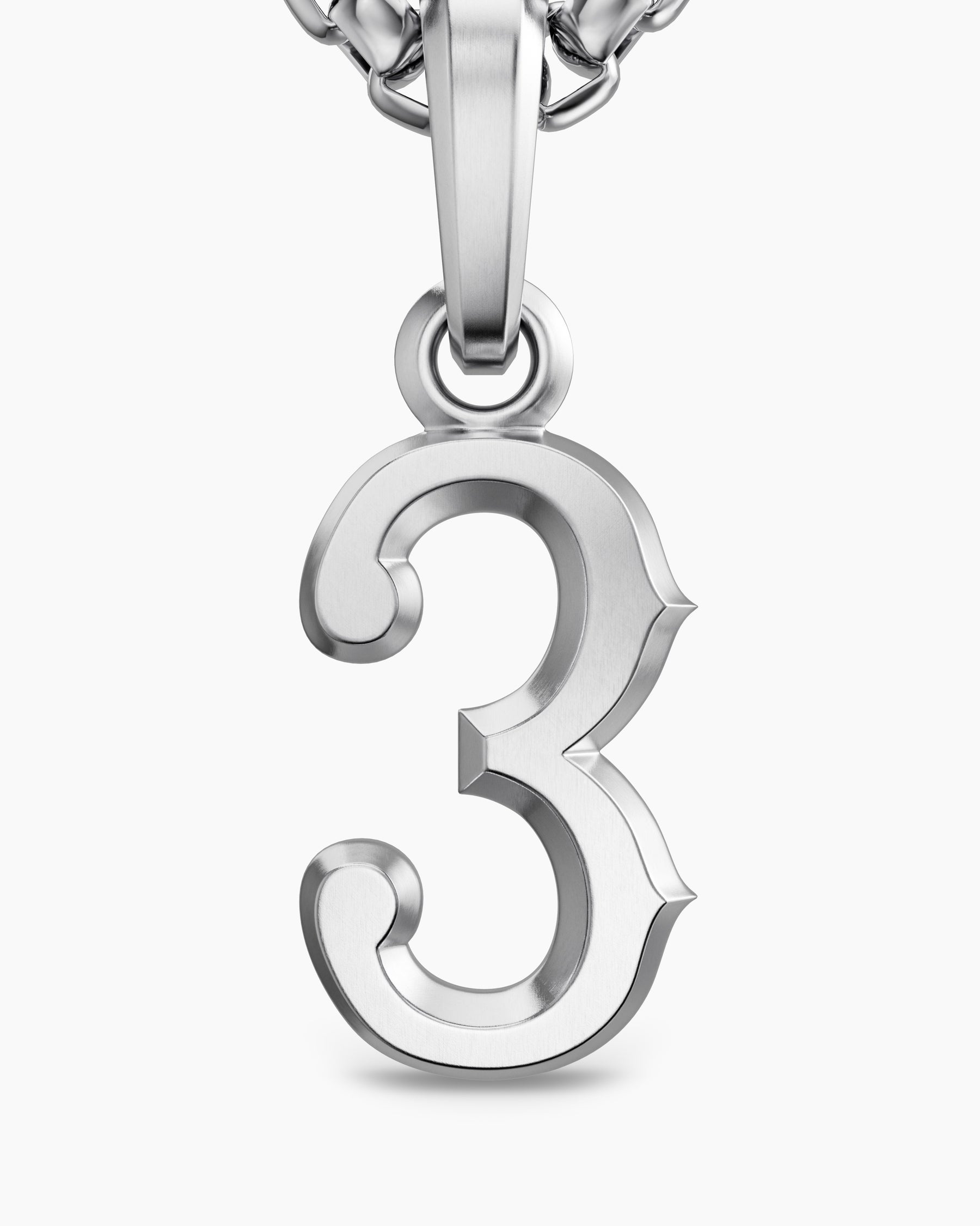 Number Three Amulet in Sterling Silver, 18.6mm - Image 5