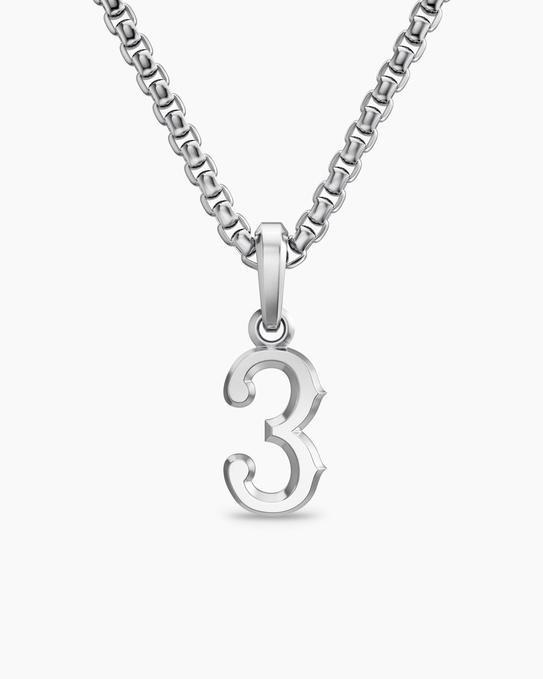 Number Three Amulet in Sterling Silver, 18.6mm