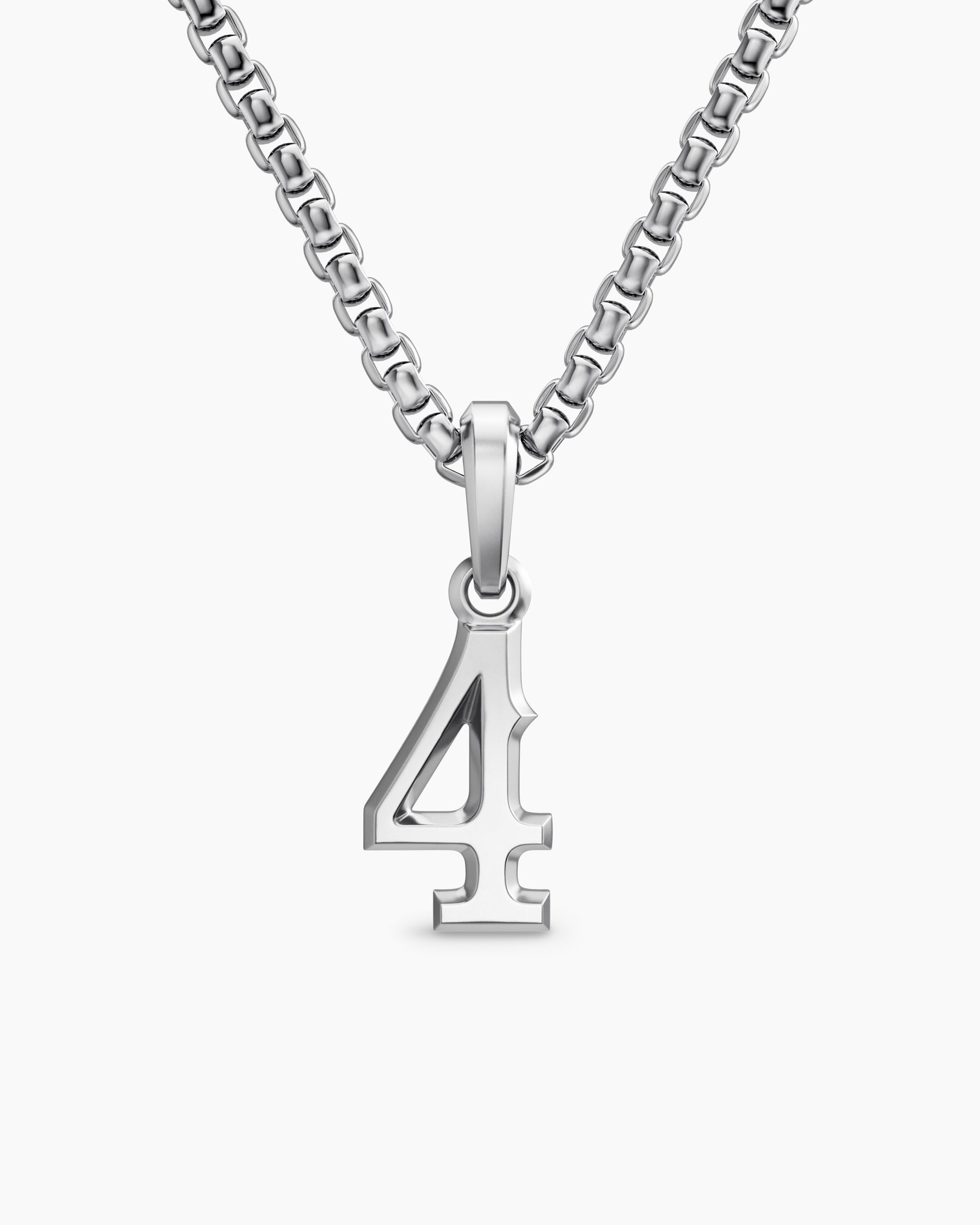 Number Four Amulet in Sterling Silver, 18.6mm