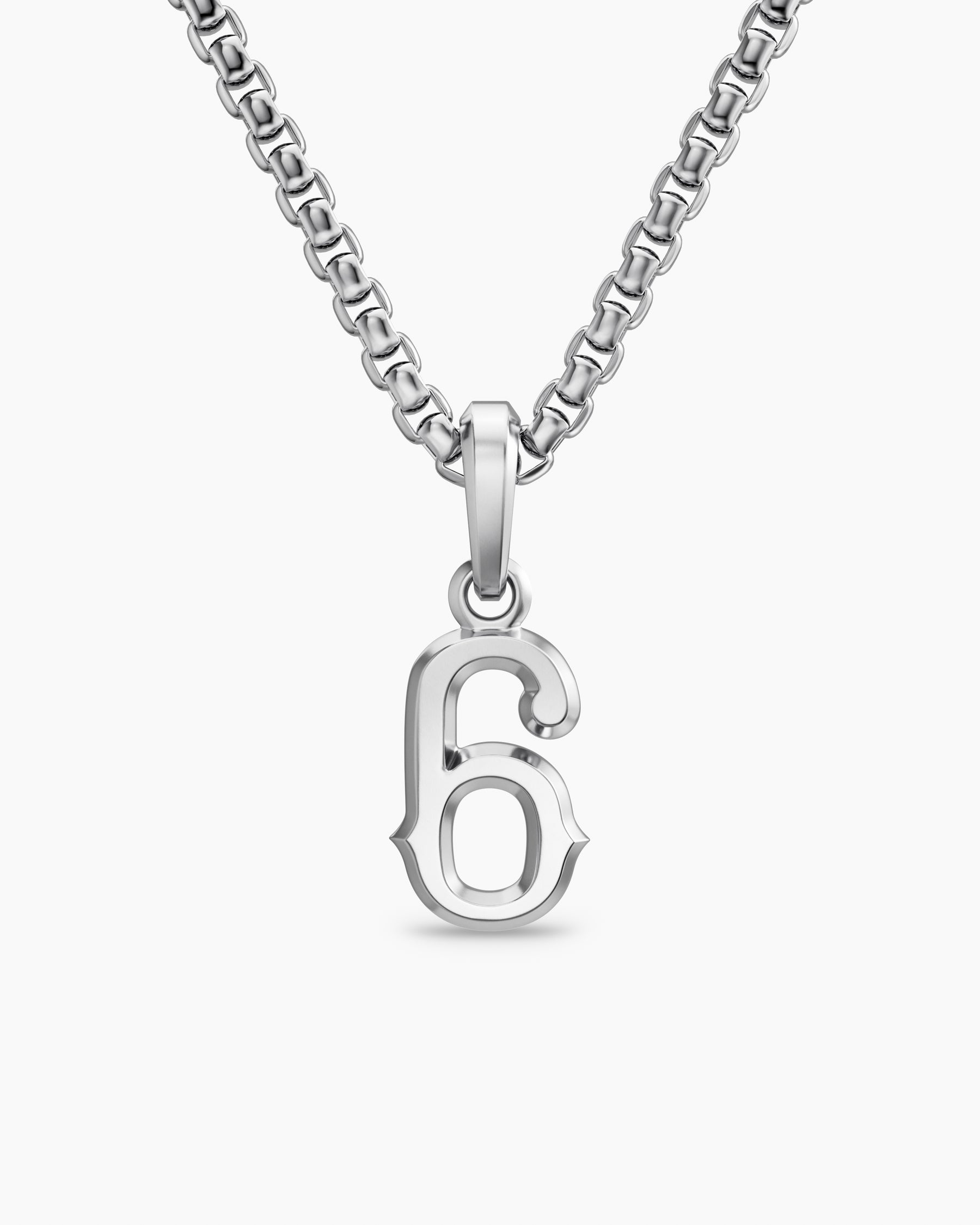 Number Six Amulet in Sterling Silver, 18.6mm