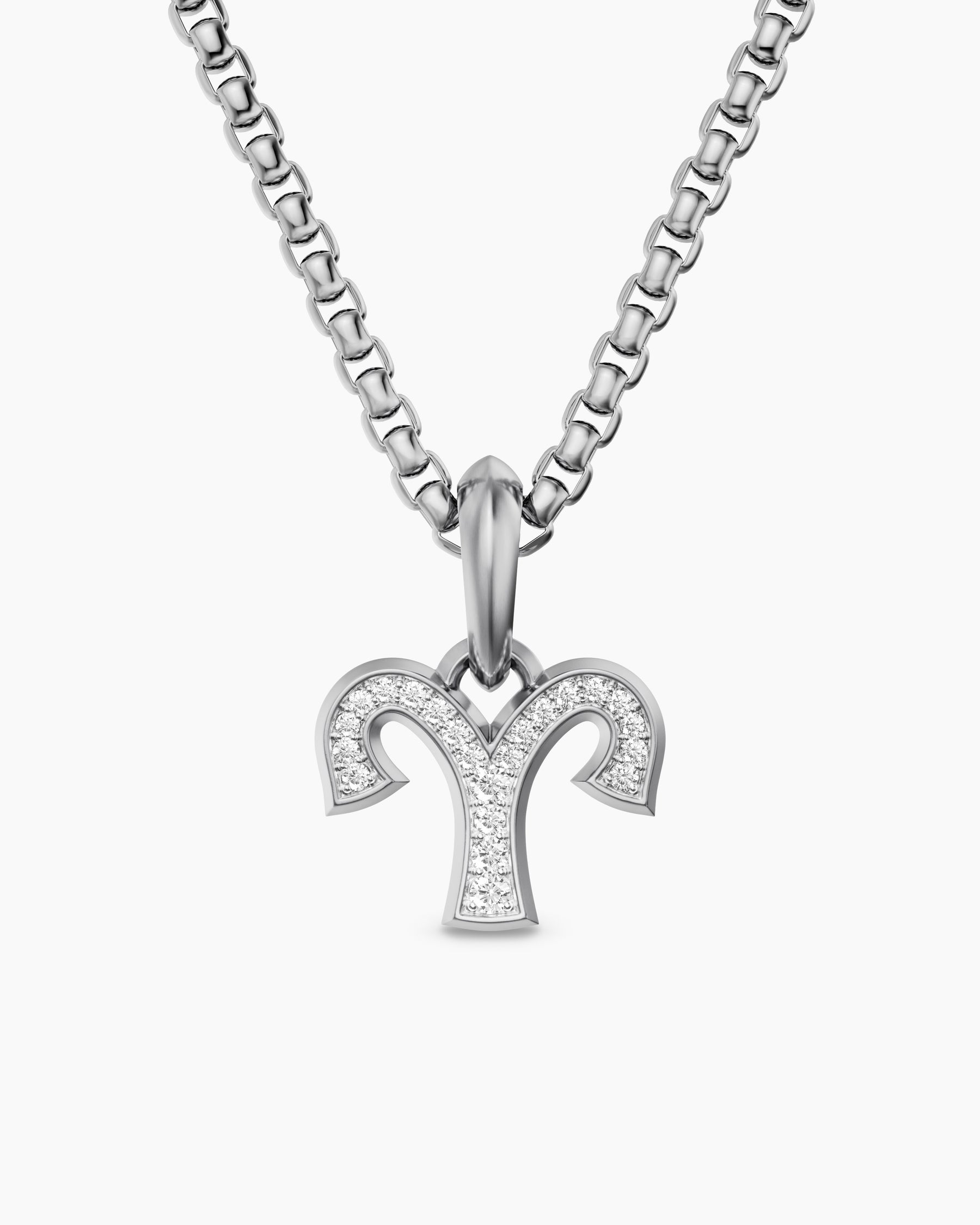 Aries Amulet in Sterling Silver with Diamonds, 13mm