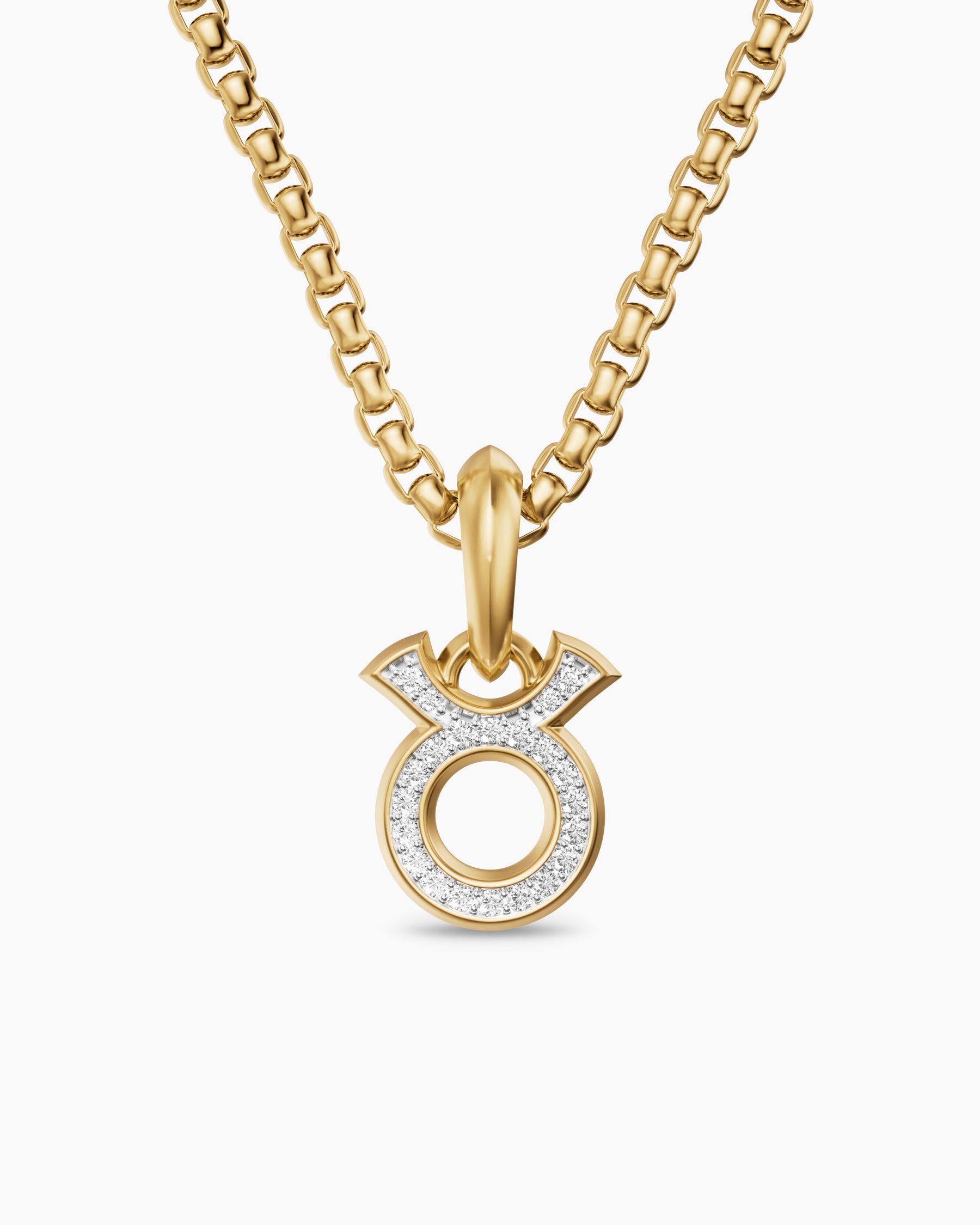 Taurus Amulet in 18K Yellow Gold with Diamonds, 14.5mm