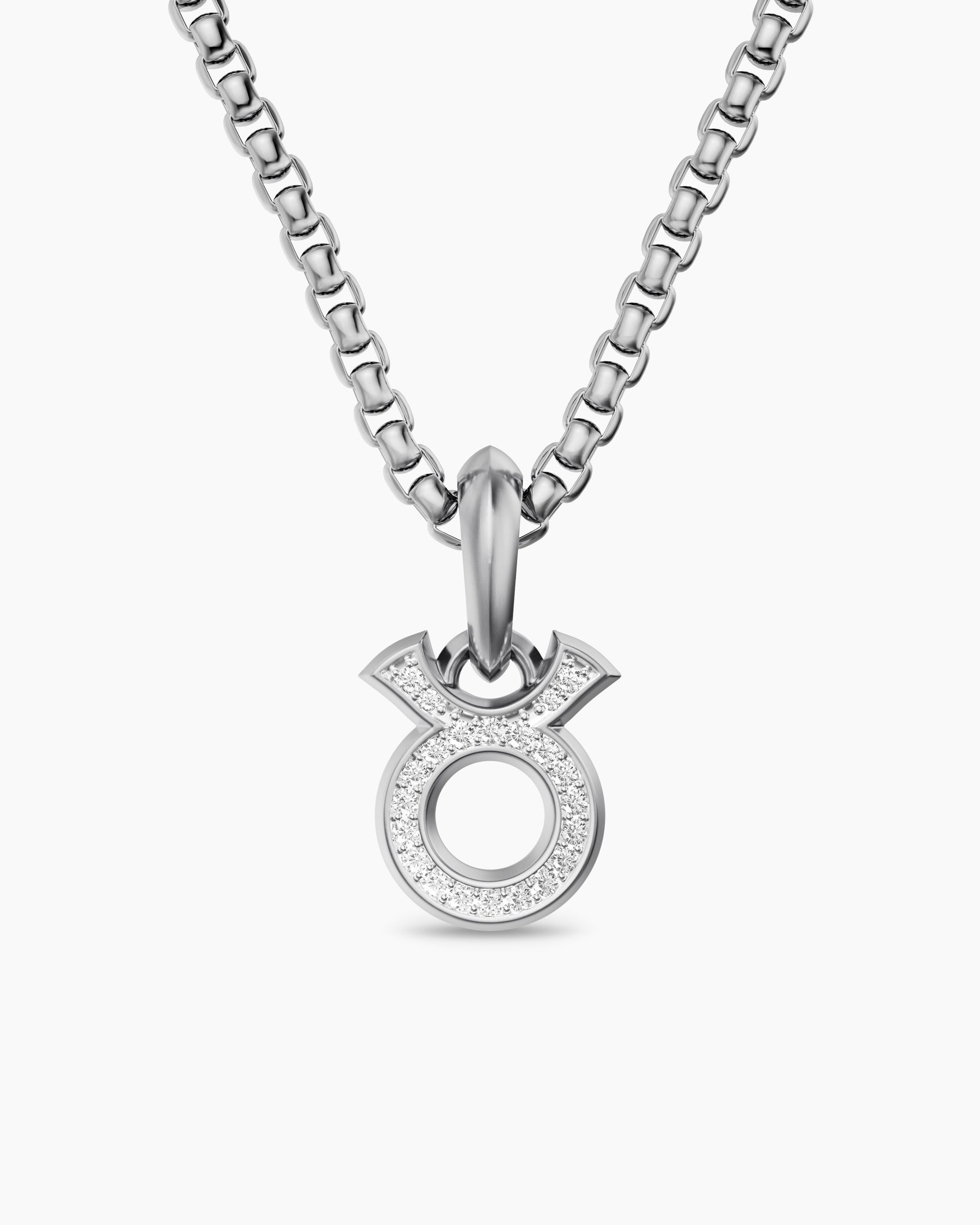 Taurus Amulet in Sterling Silver with Diamonds, 14.5mm