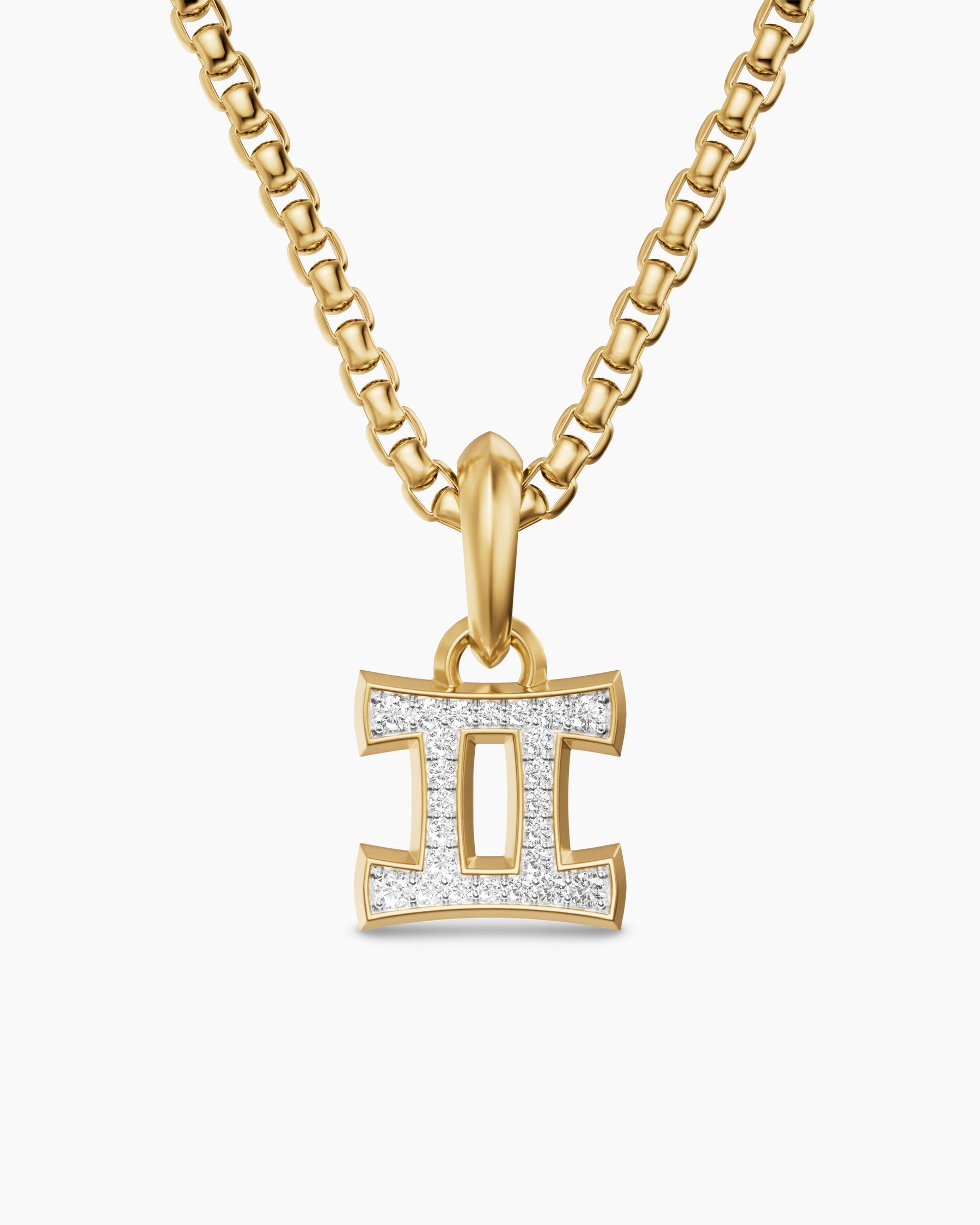 Gemini Amulet in 18K Yellow Gold with Diamonds, 15.2mm