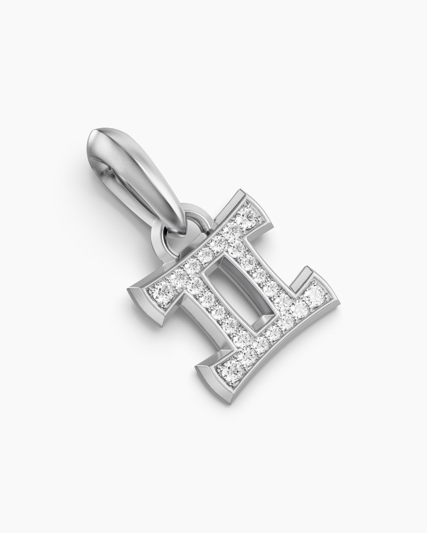 Gemini Amulet in Sterling Silver with Diamonds, 15.2mm - Image 3