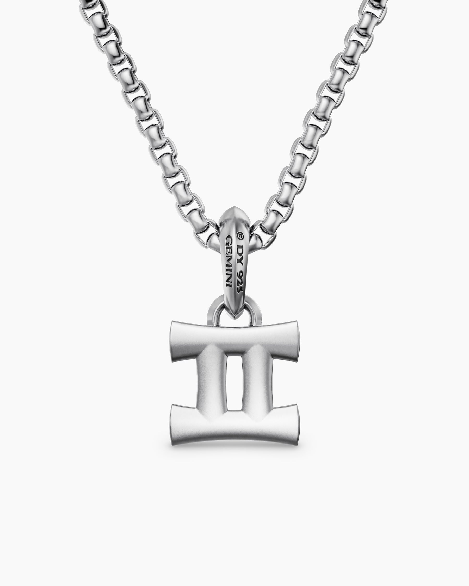 Gemini Amulet in Sterling Silver with Diamonds, 15.2mm - Image 4