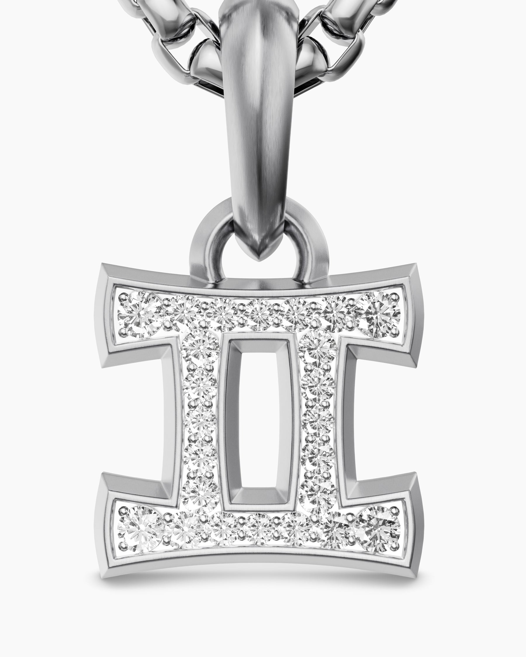 Gemini Amulet in Sterling Silver with Diamonds, 15.2mm - Image 5