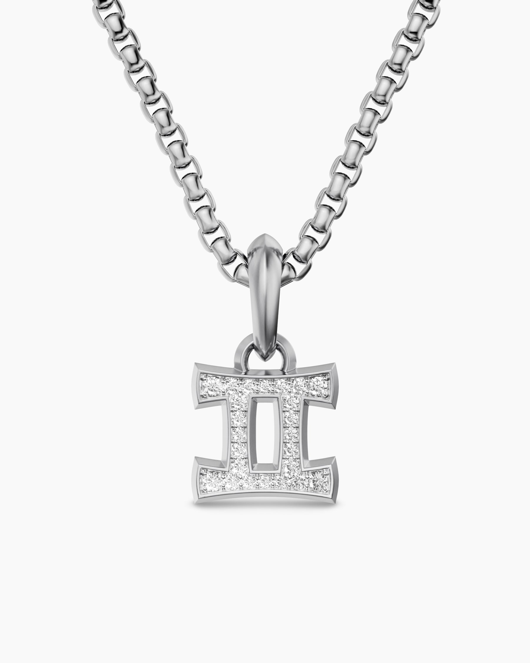 Gemini Amulet in Sterling Silver with Diamonds, 15.2mm