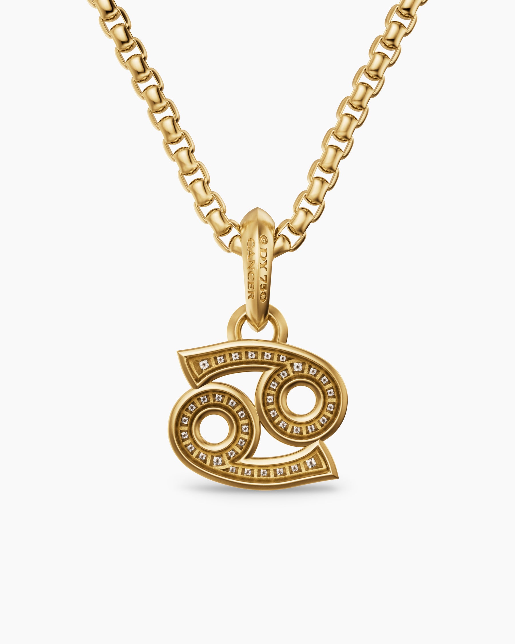 Cancer Amulet in 18K Yellow Gold with Diamonds, 17mm - Image 4