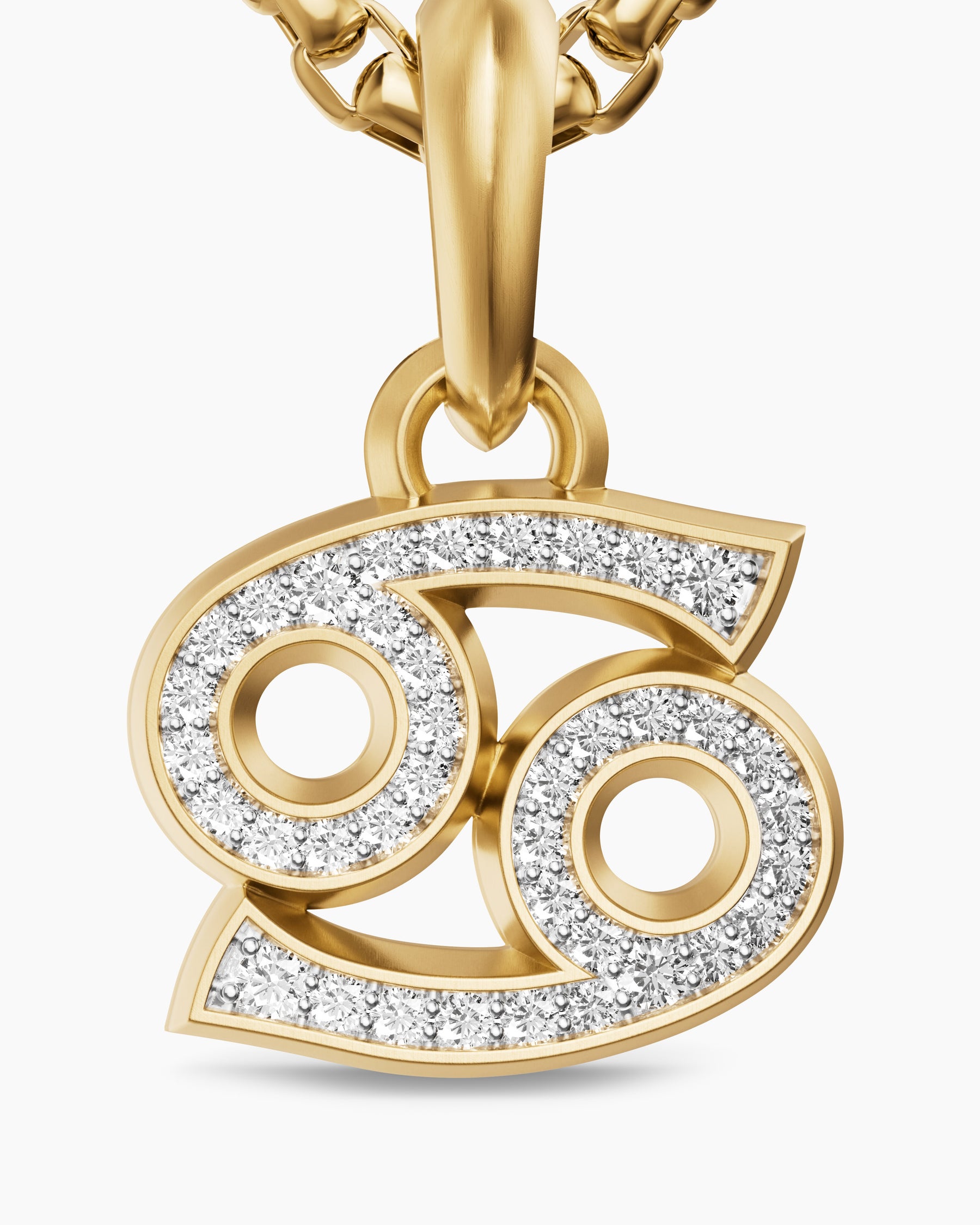Cancer Amulet in 18K Yellow Gold with Diamonds, 17mm - Image 5