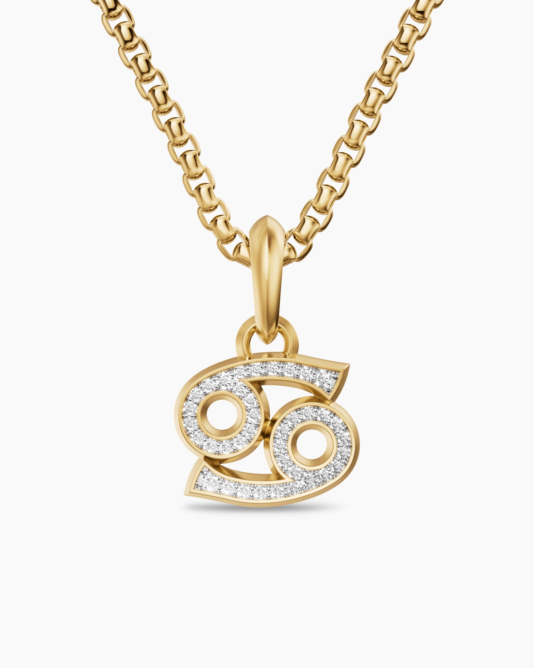 Cancer Amulet in 18K Yellow Gold with Diamonds, 17mm
