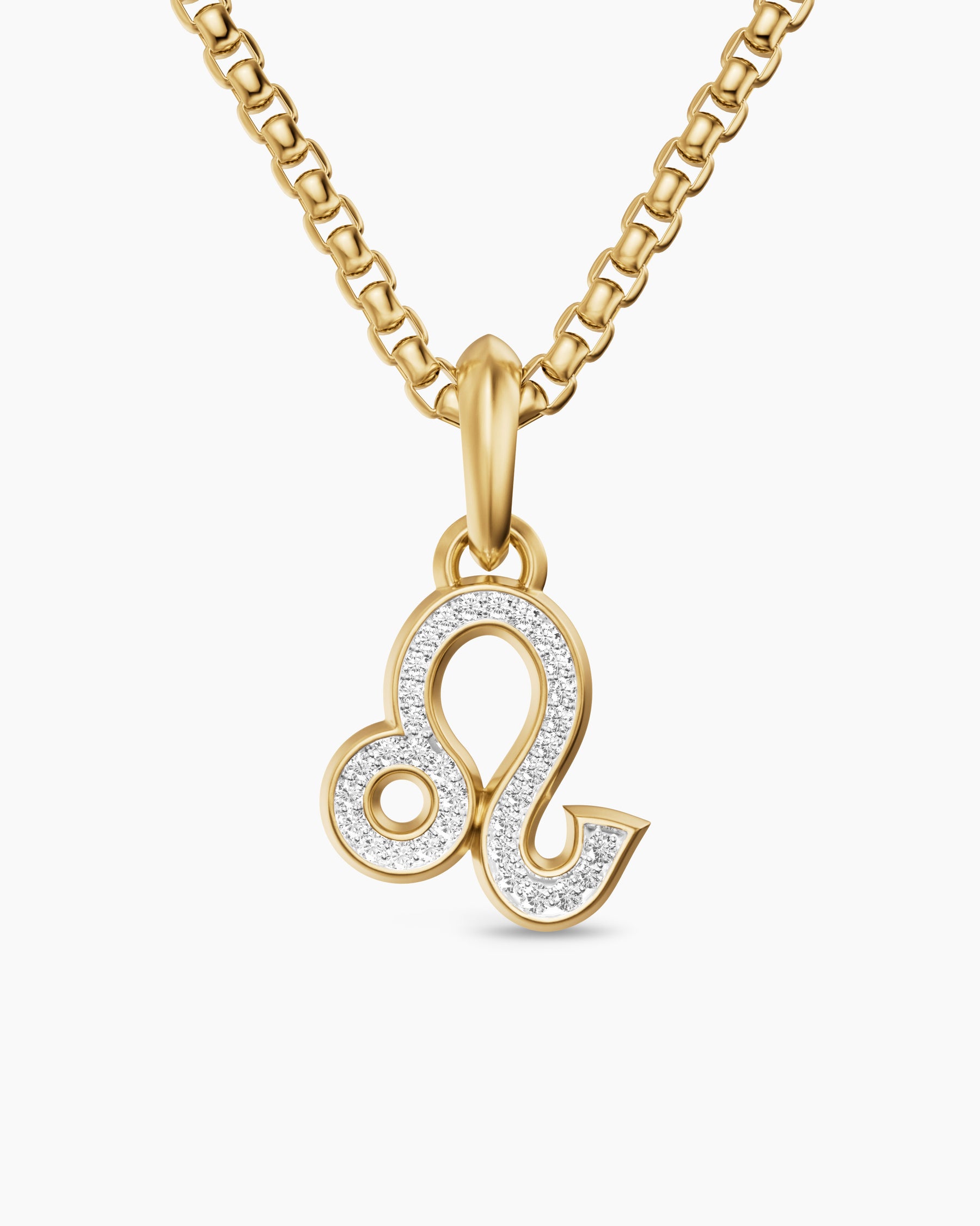 Leo Amulet in 18K Yellow Gold with Diamonds, 20mm
