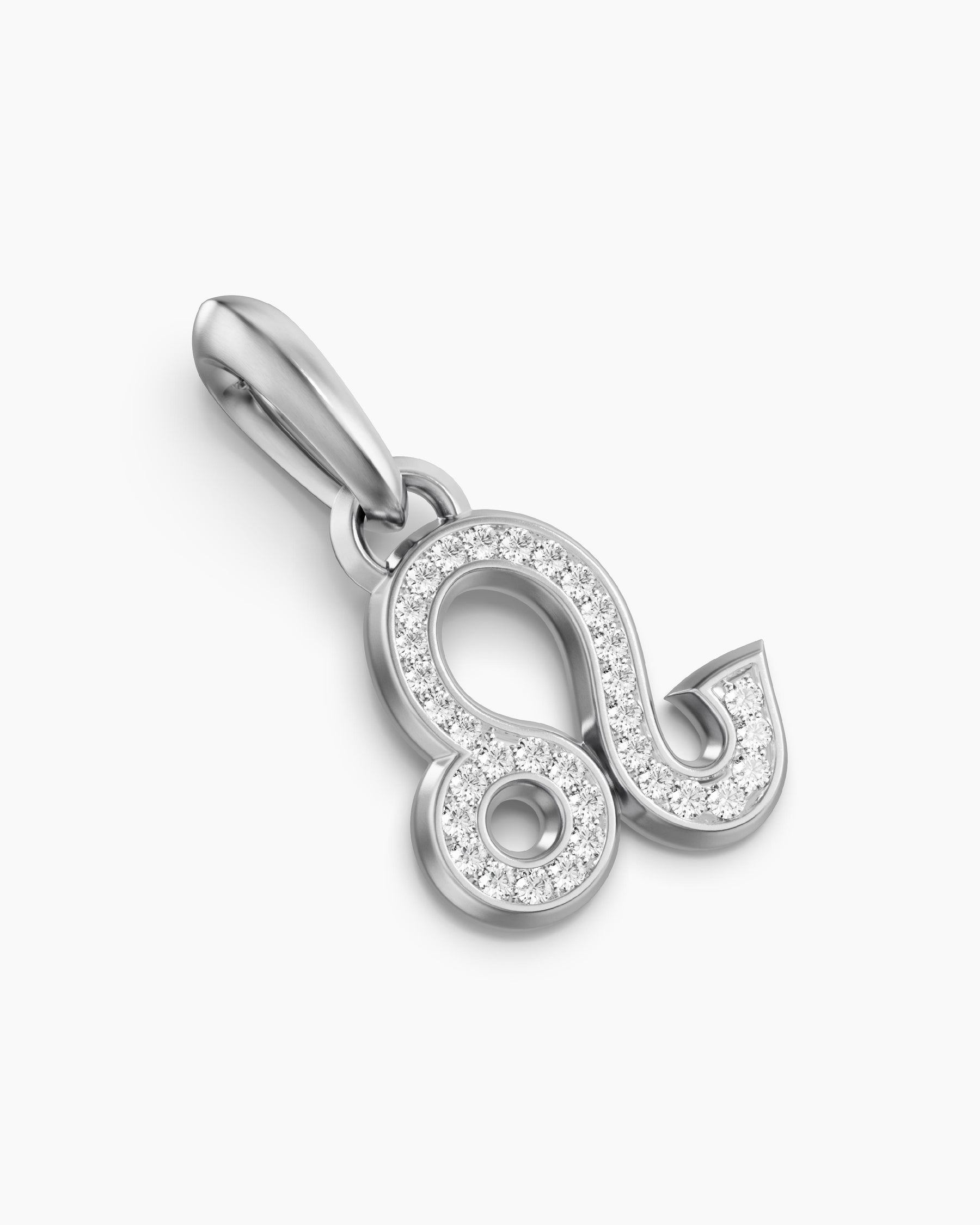 Leo Amulet in Sterling Silver with Diamonds, 20mm - Image 3