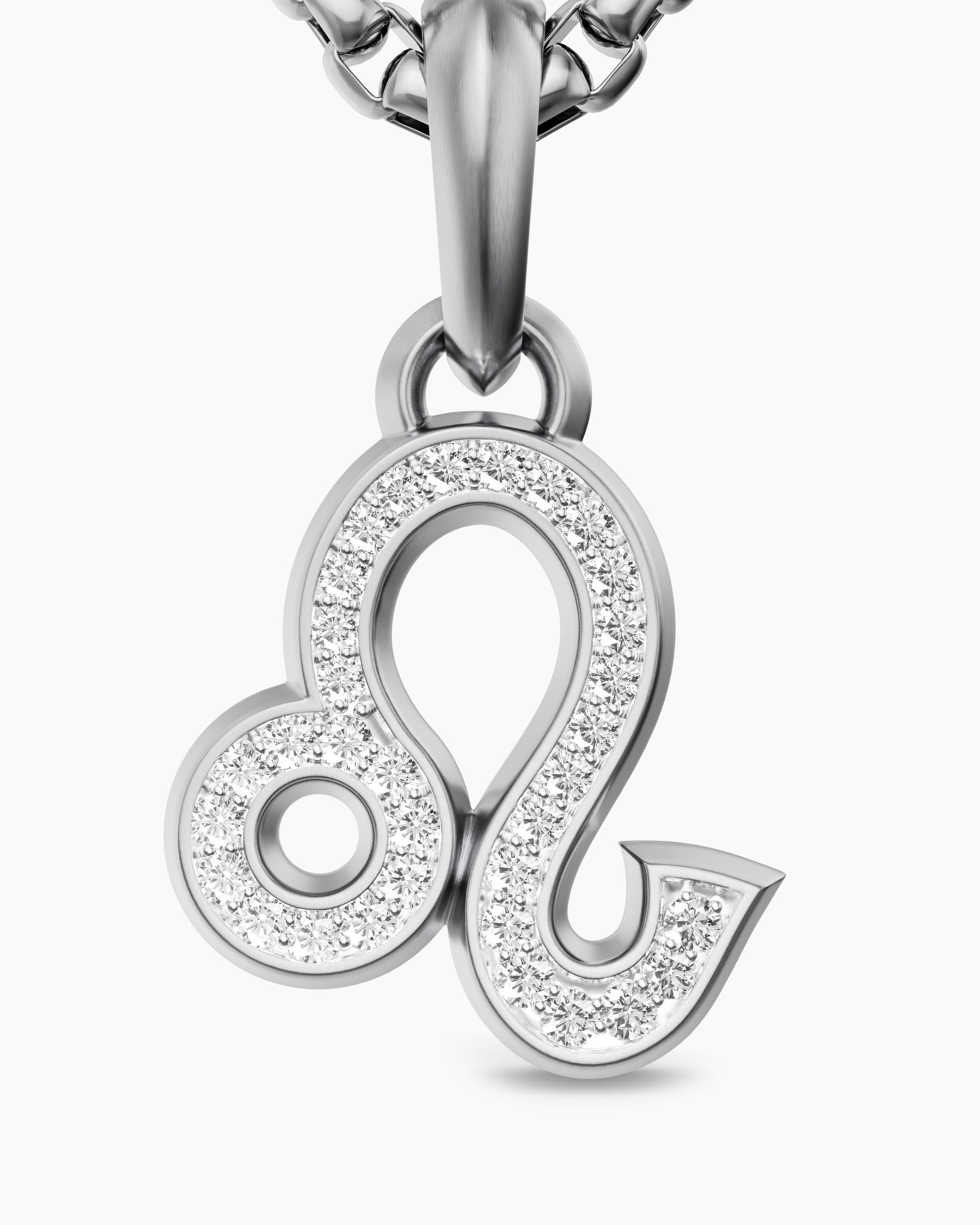 Leo Amulet in Sterling Silver with Diamonds, 20mm - Image 5