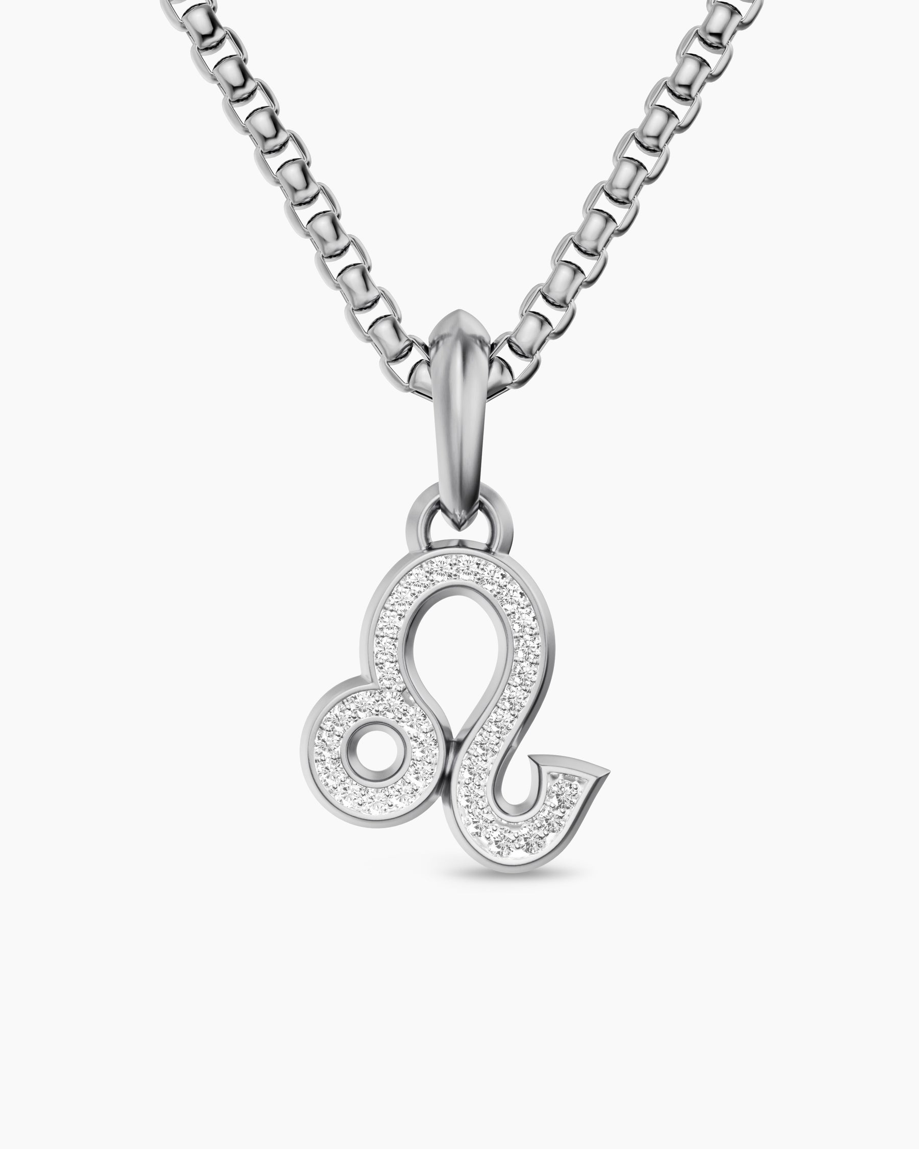 Leo Amulet in Sterling Silver with Diamonds, 20mm