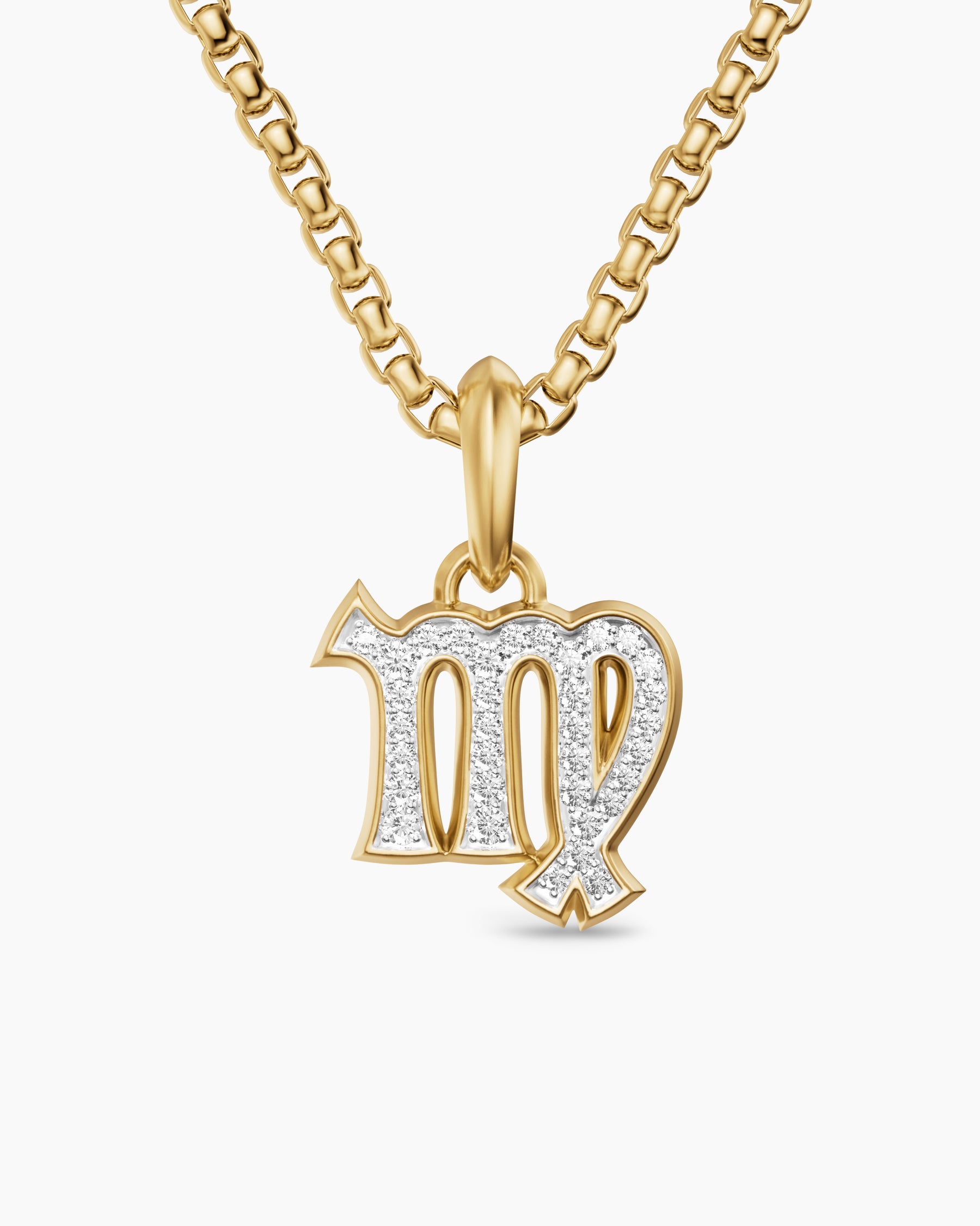 Virgo Amulet in 18K Yellow Gold with Diamonds, 16mm
