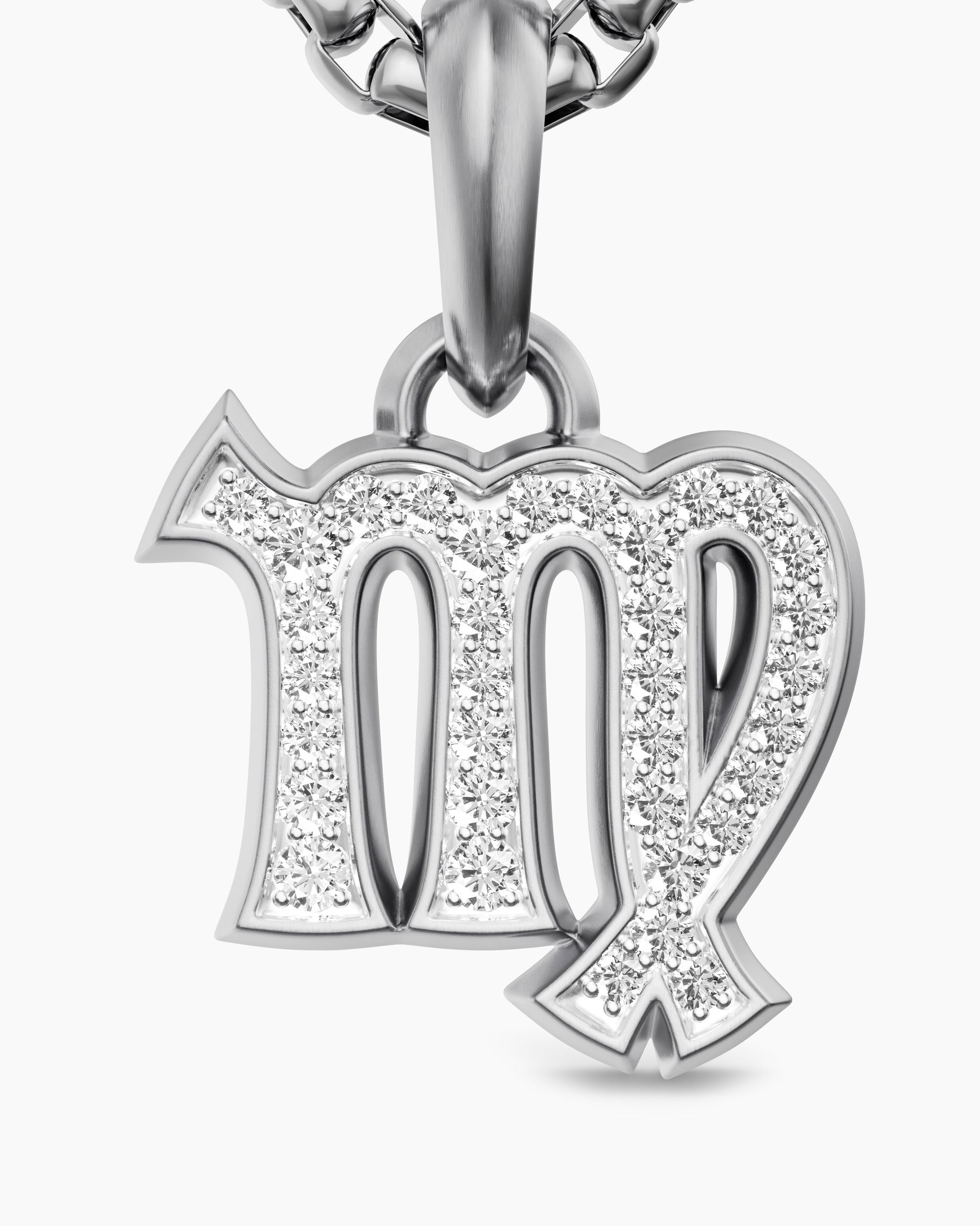 Virgo Amulet in Sterling Silver with Diamonds, 16mm - Image 5