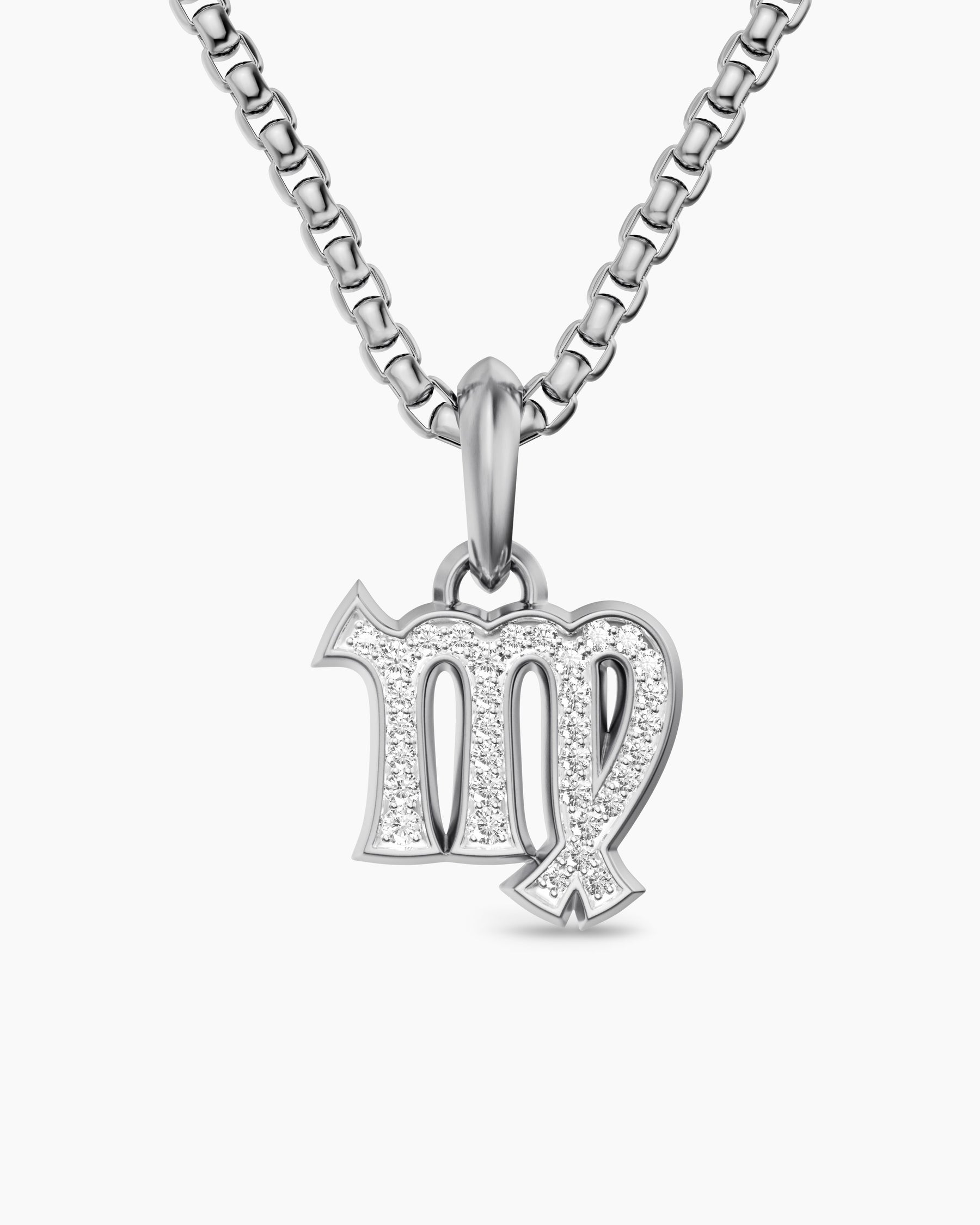 Virgo Amulet in Sterling Silver with Diamonds, 16mm
