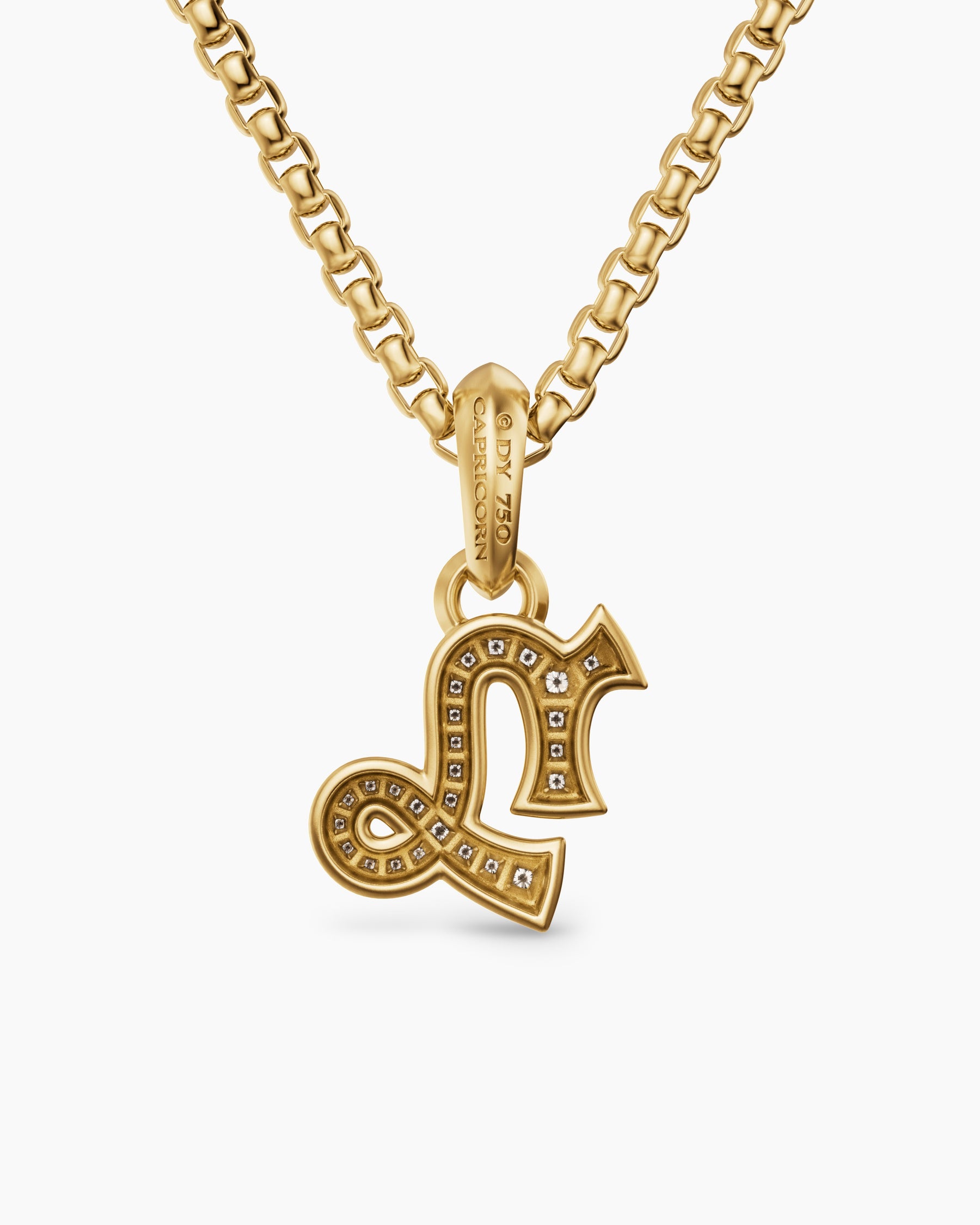Capricorn Amulet in 18K Yellow Gold with Diamonds, 18.5mm - Image 4