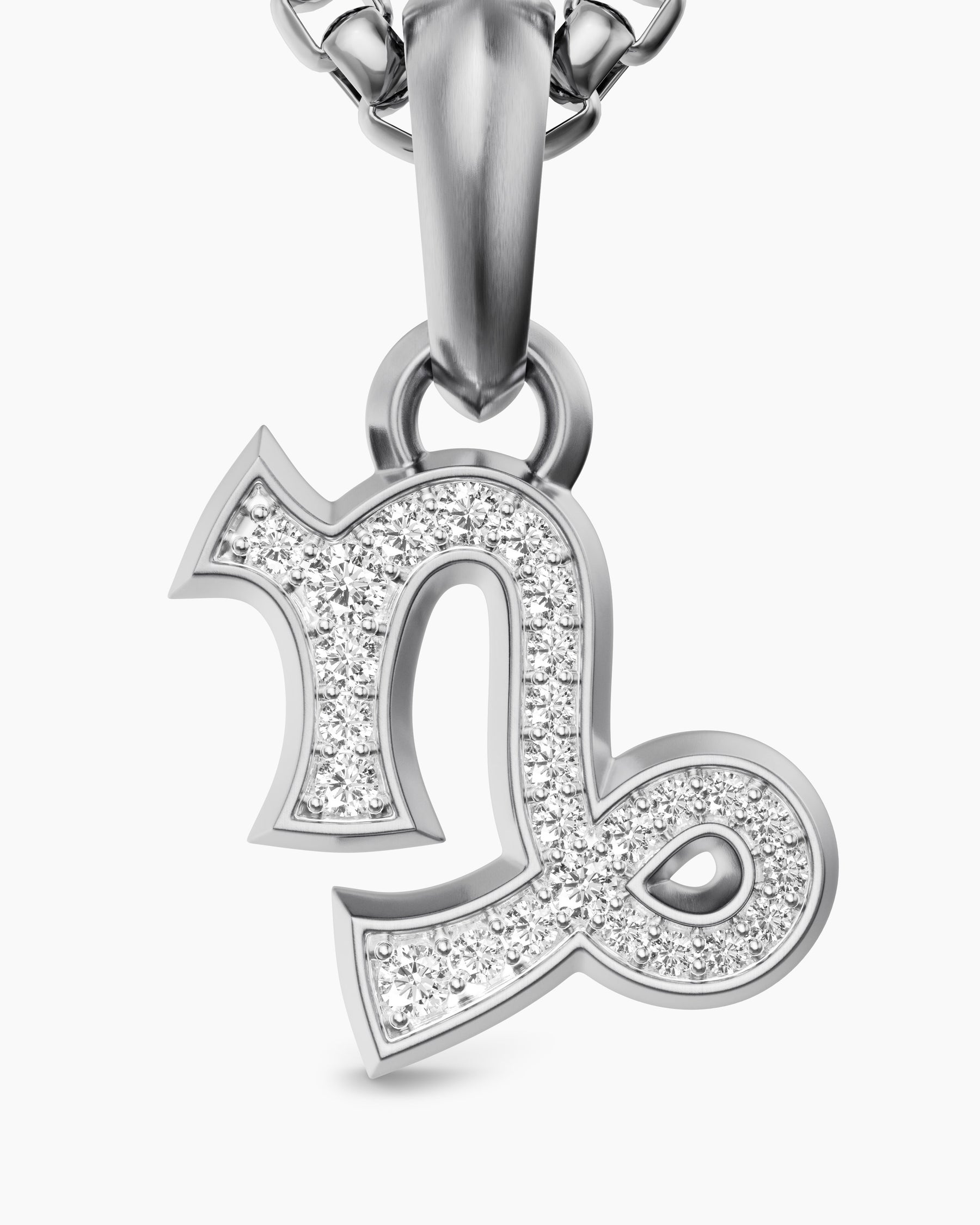 Capricorn Amulet in Sterling Silver with Diamonds, 18.5mm - Image 5