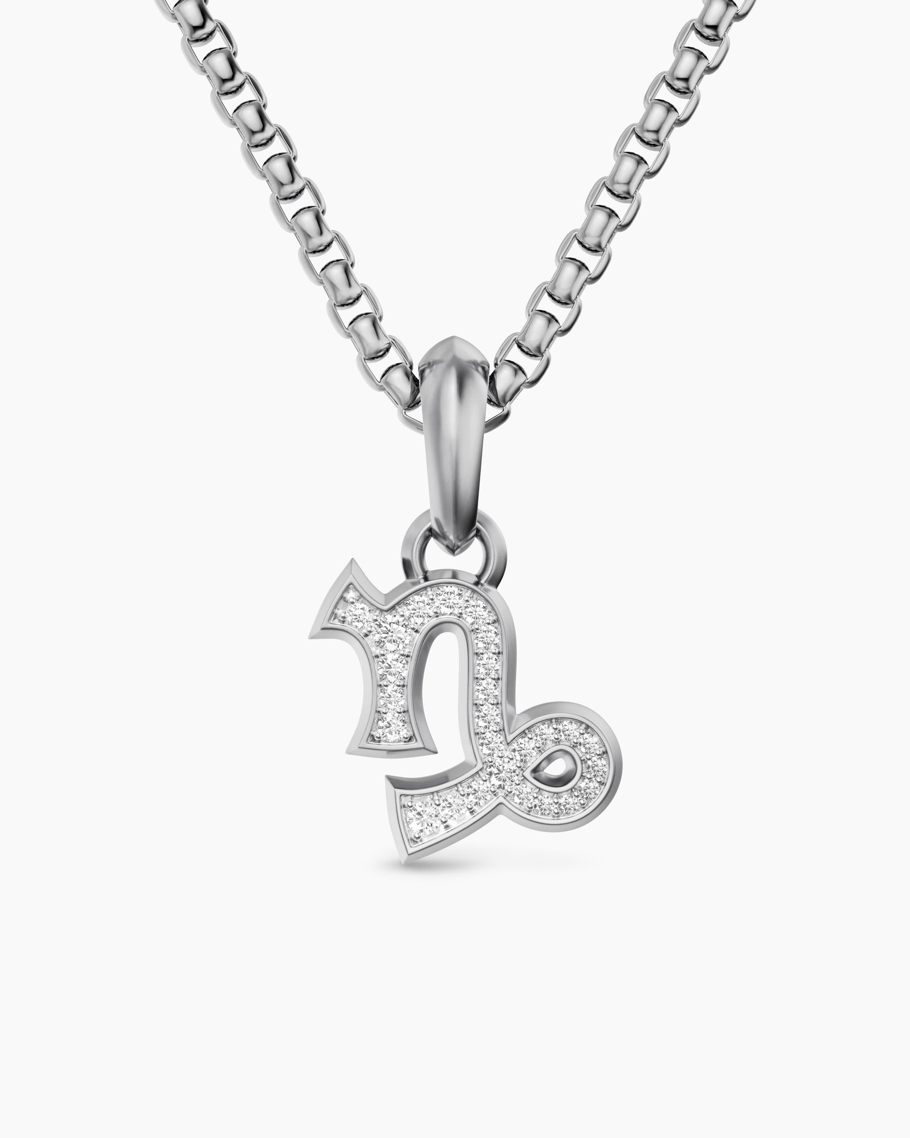 Capricorn Amulet in Sterling Silver with Diamonds, 18.5mm