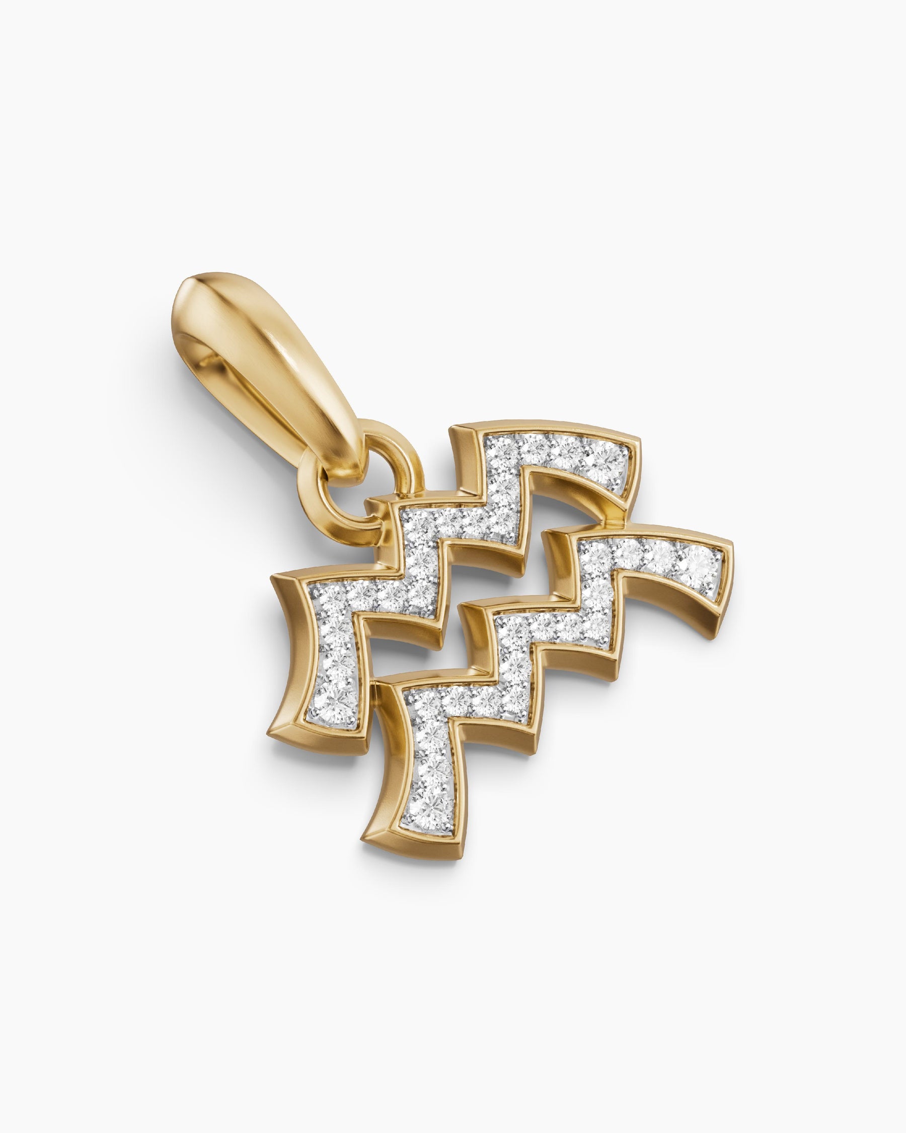 Aquarius Amulet in 18K Yellow Gold with Diamonds, 17.2mm - Image 3