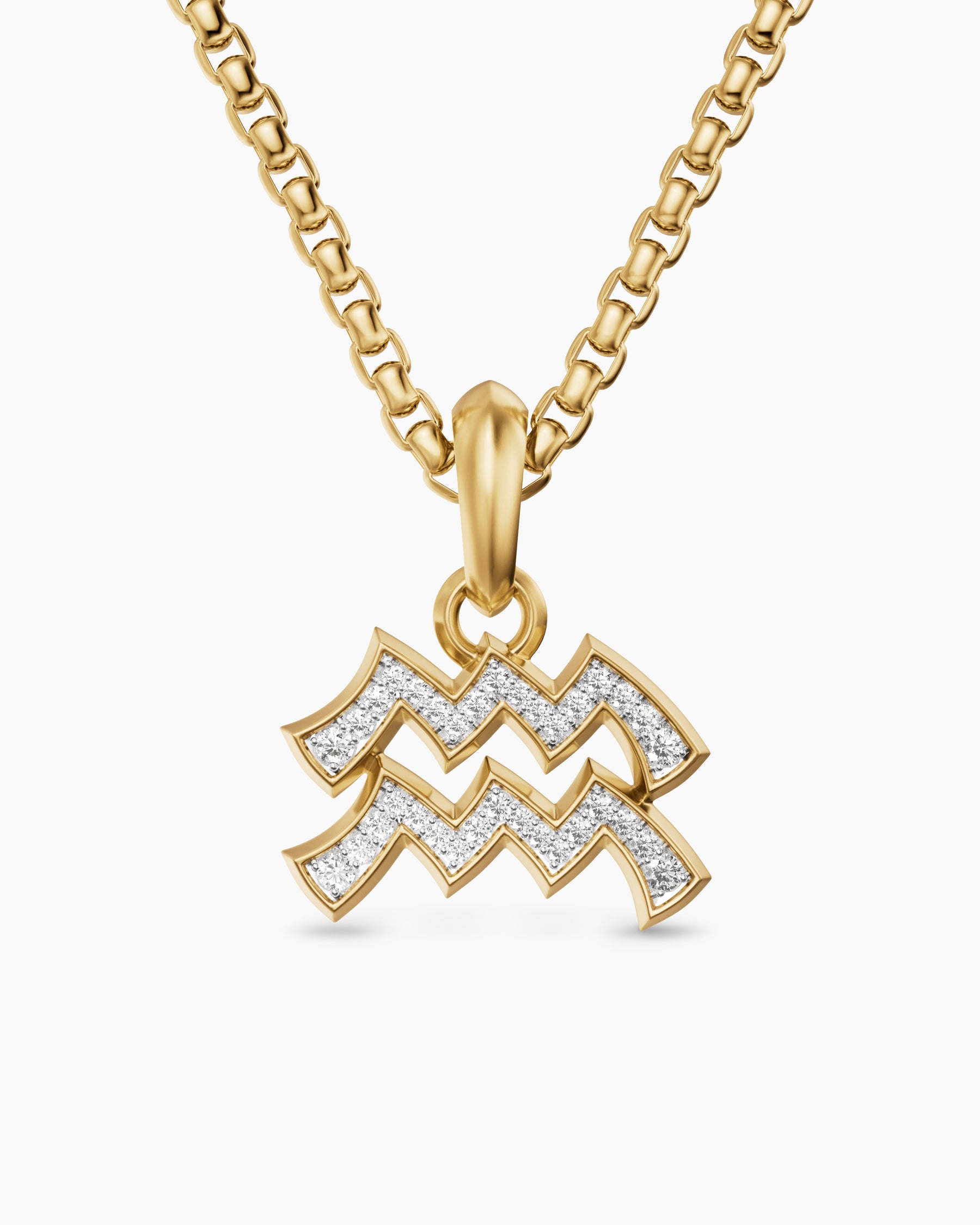 Aquarius Amulet in 18K Yellow Gold with Diamonds, 17.2mm