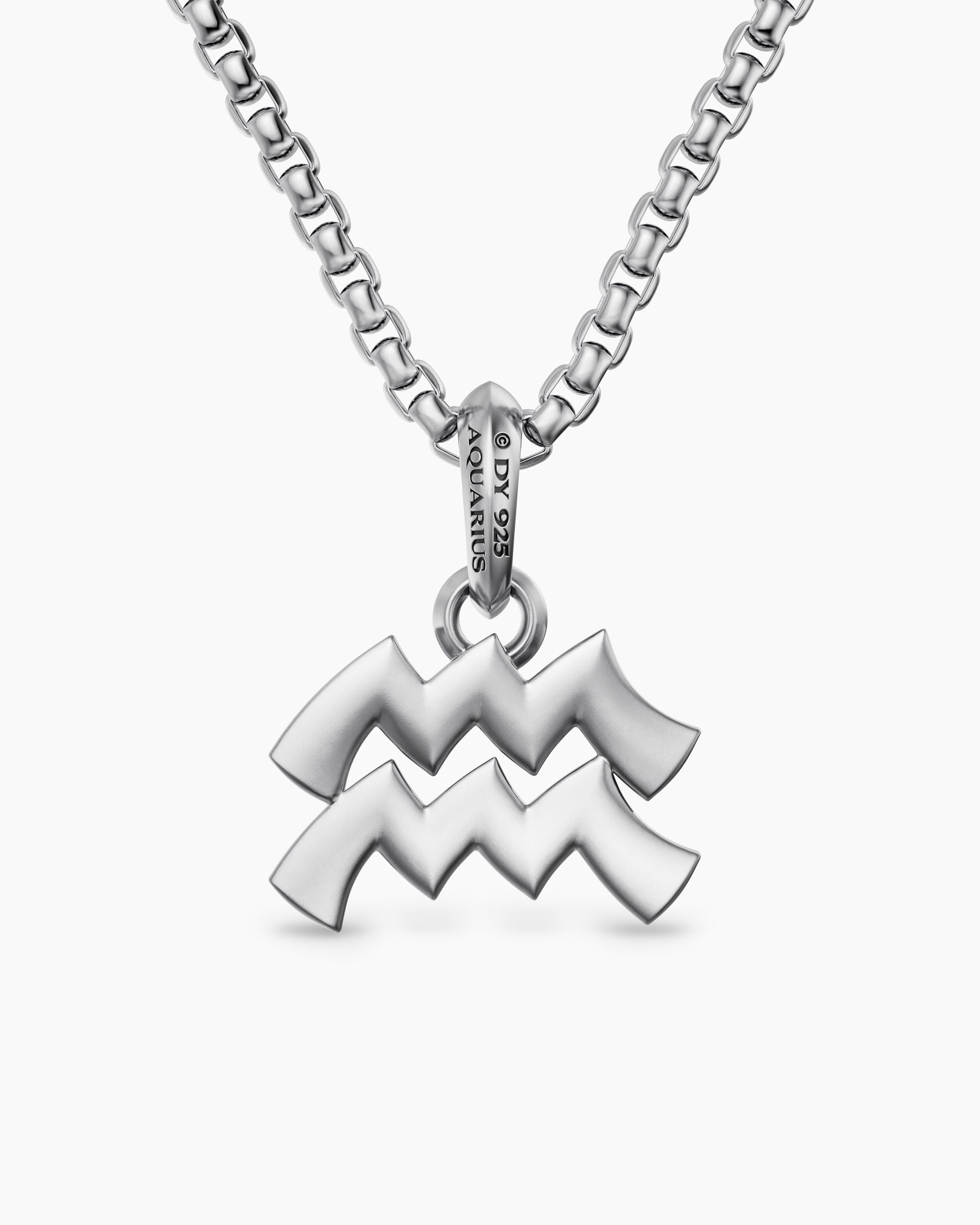 Aquarius Amulet in Sterling Silver with Diamonds, 17.2mm - Image 4