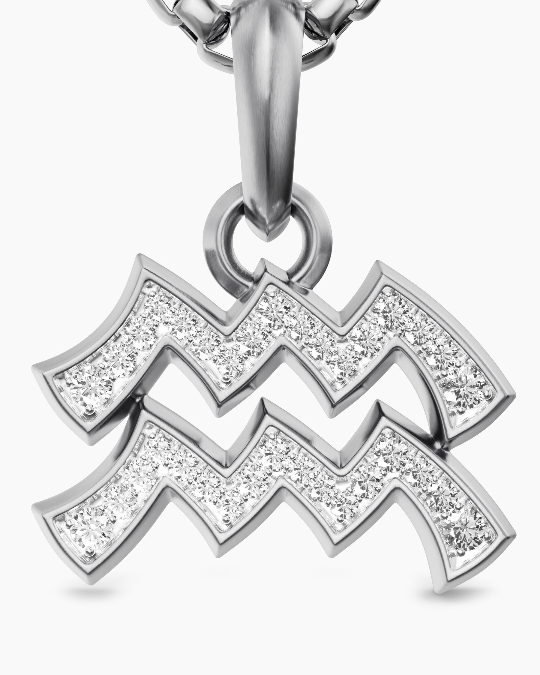 Aquarius Amulet in Sterling Silver with Diamonds, 17.2mm - Image 5
