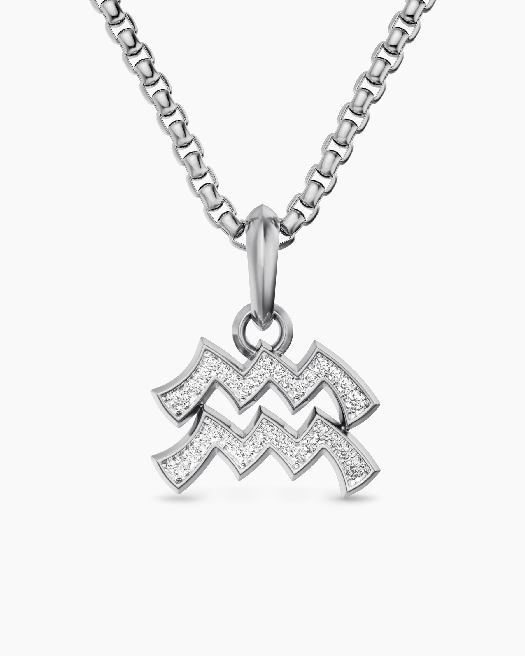 Aquarius Amulet in Sterling Silver with Diamonds, 17.2mm
