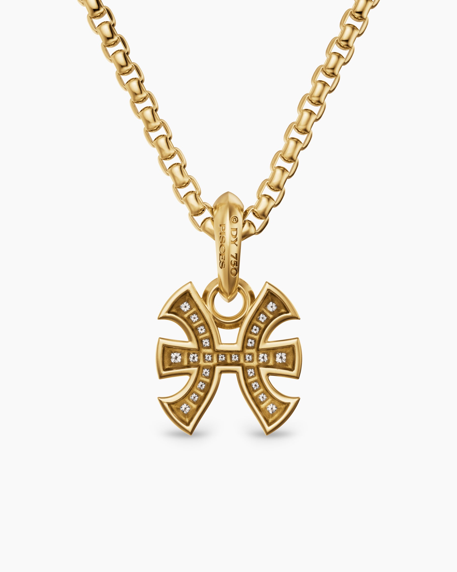 Pisces Amulet in 18K Yellow Gold with Diamonds, 15.3mm - Image 4