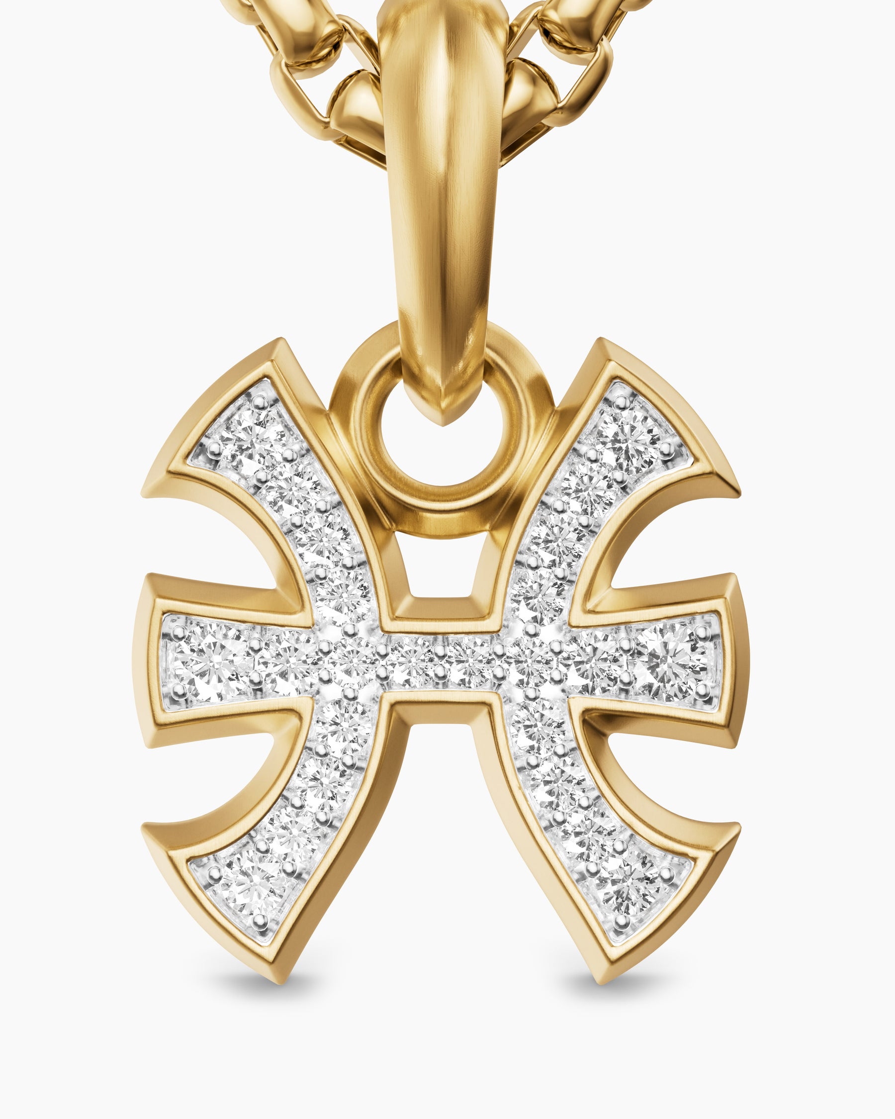 Pisces Amulet in 18K Yellow Gold with Diamonds, 15.3mm - Image 5