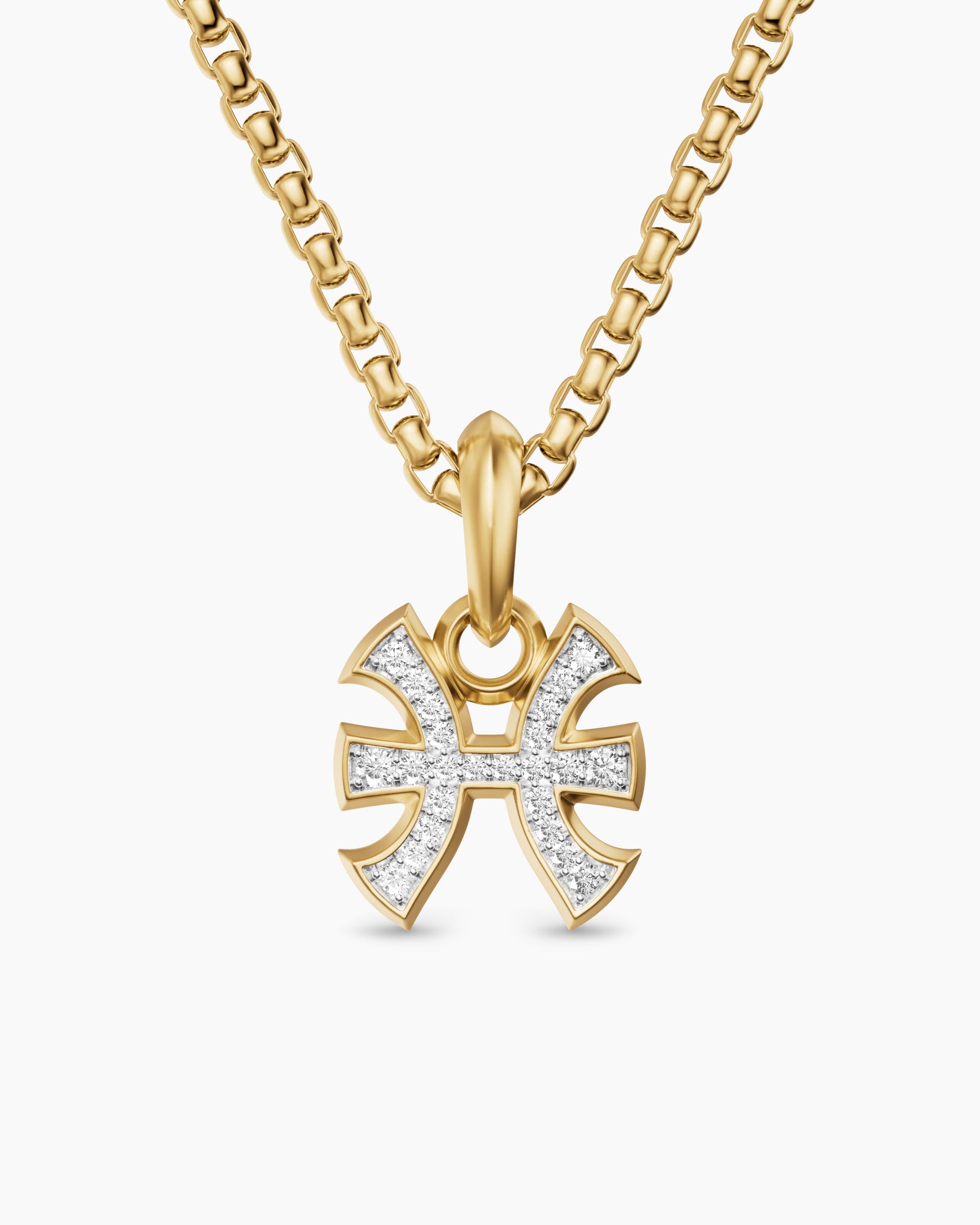 Pisces Amulet in 18K Yellow Gold with Diamonds, 15.3mm