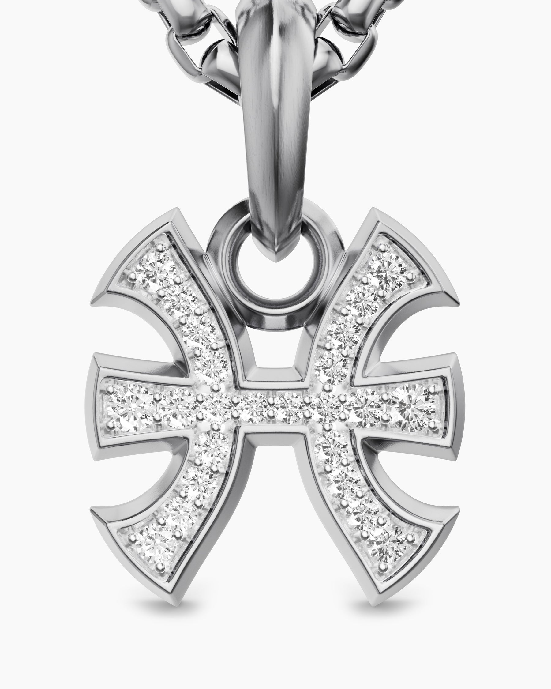 Pisces Amulet in Sterling Silver with Diamonds, 15.3mm - Image 5