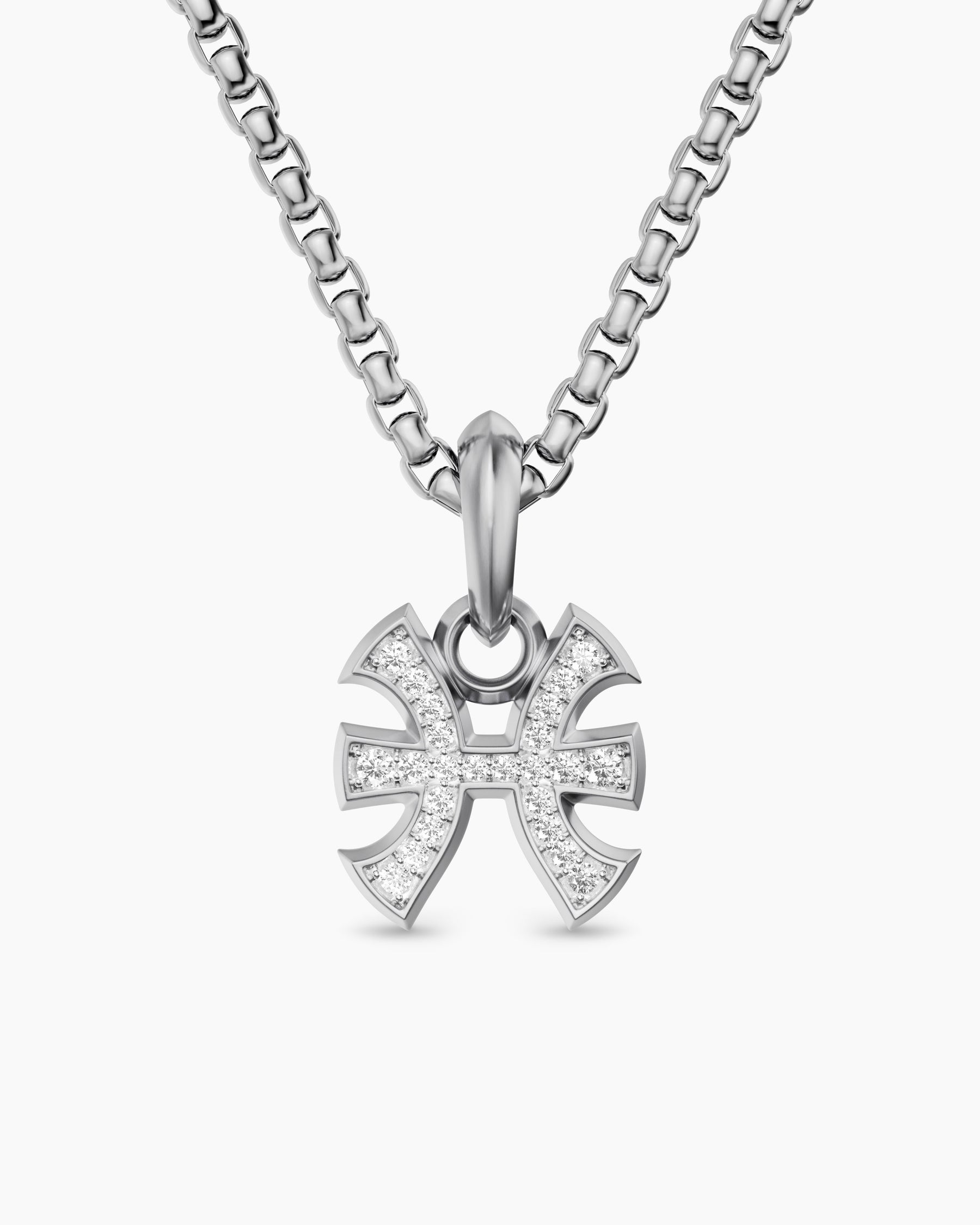 Pisces Amulet in Sterling Silver with Diamonds, 15.3mm